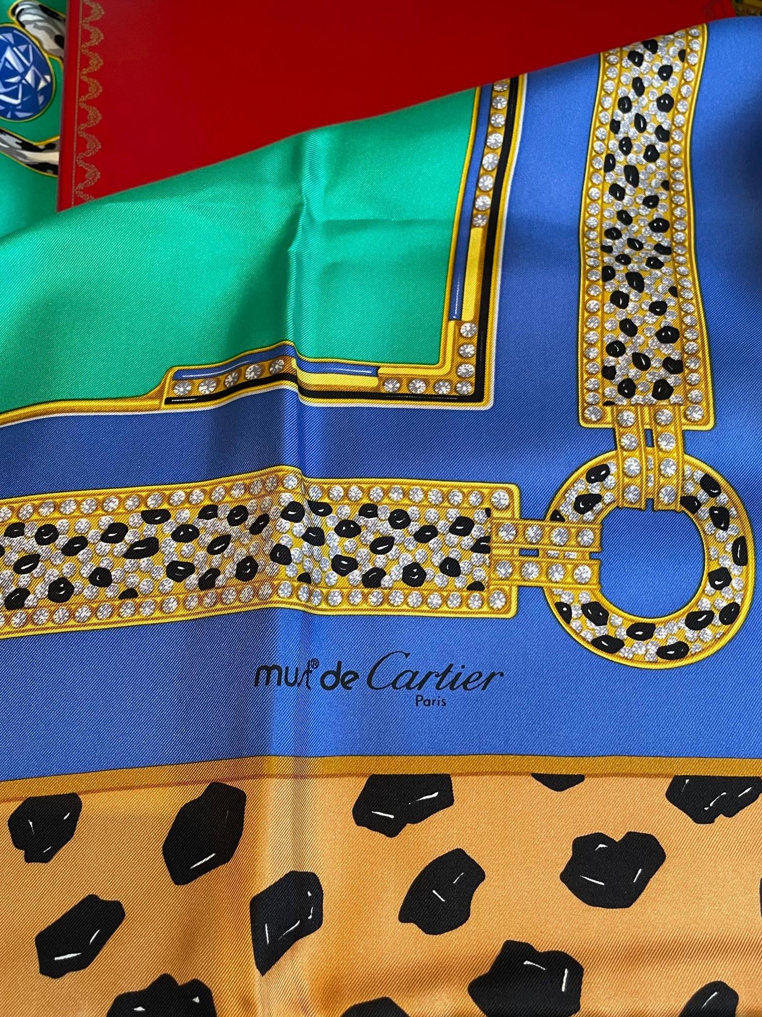 Women's CARTIER PARIS Jewelled Jaguars Silk Scarf Never Worn Condition - Boxed