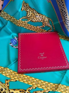 CARTIER PARIS Pañuelo de Seda Jaguares Joyas Estado Nunca Usado - En Caja