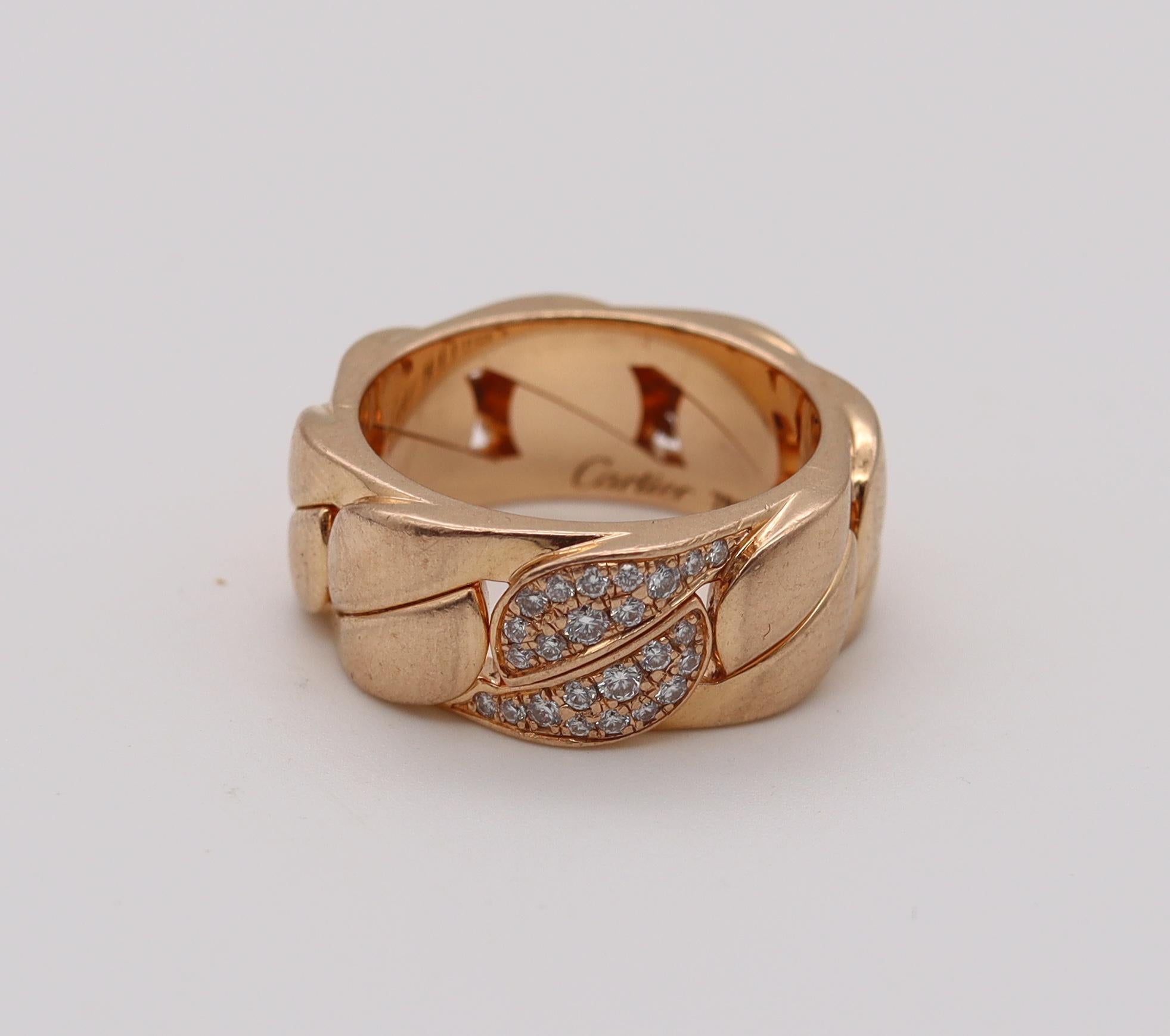 Women's or Men's Cartier Paris La Dona Ring Band in 18Kt Yellow Gold with VS Diamonds For Sale