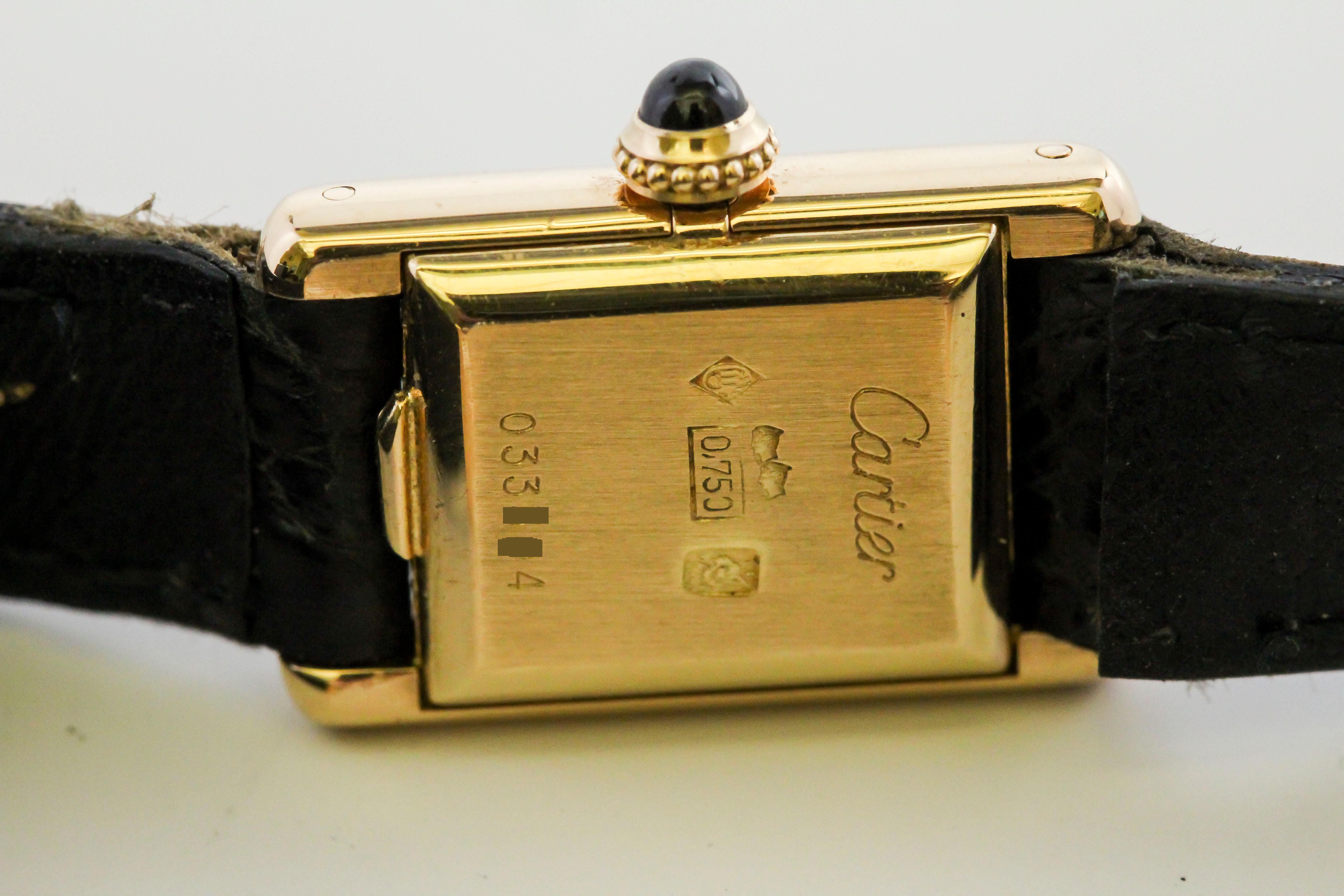 Cartier Paris Ladies Yellow Gold Mini Tank manual wind Wristwatch, circa 1960s In Good Condition In Miami Beach, FL