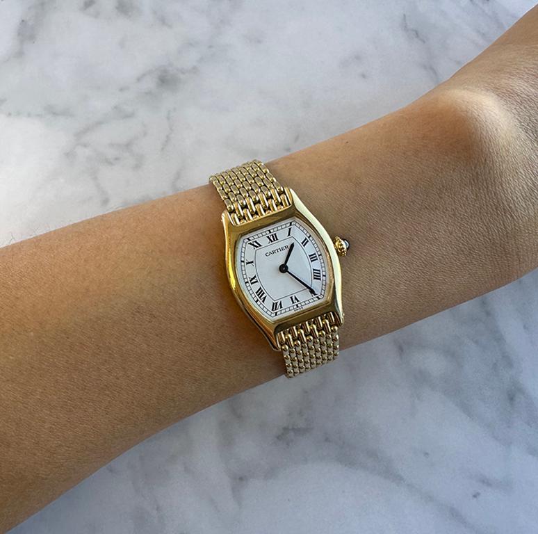 Cartier Paris Ladies Yellow Gold Tortue Mechanical Wristwatch 2