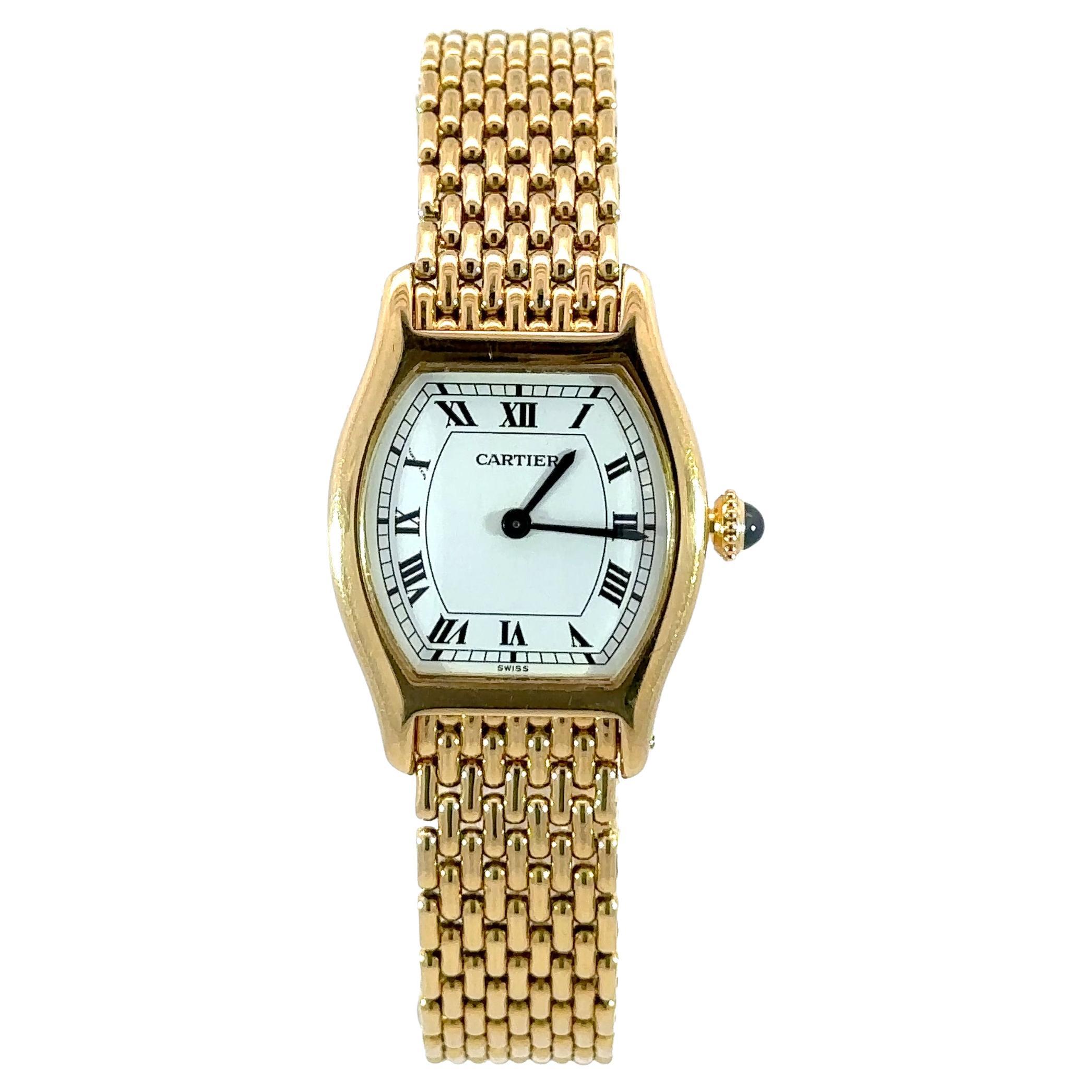 Cartier Paris Ladies Yellow Gold Tortue Mechanical Wristwatch