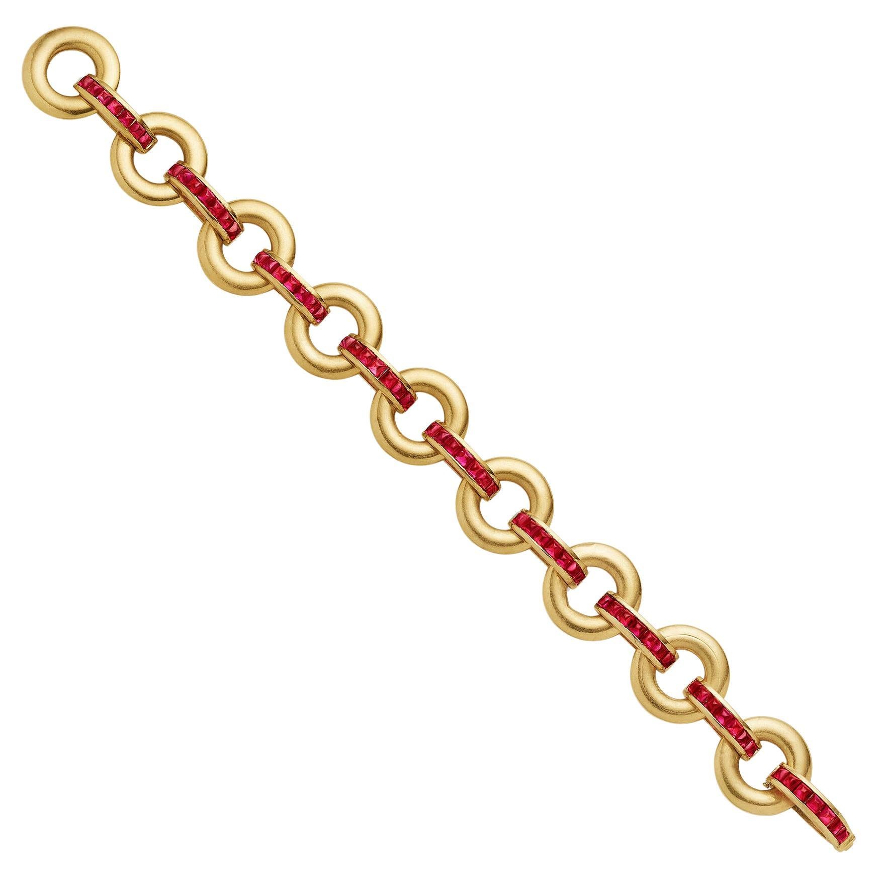Cartier Paris Late Art Deco Ruby Bracelet For Sale