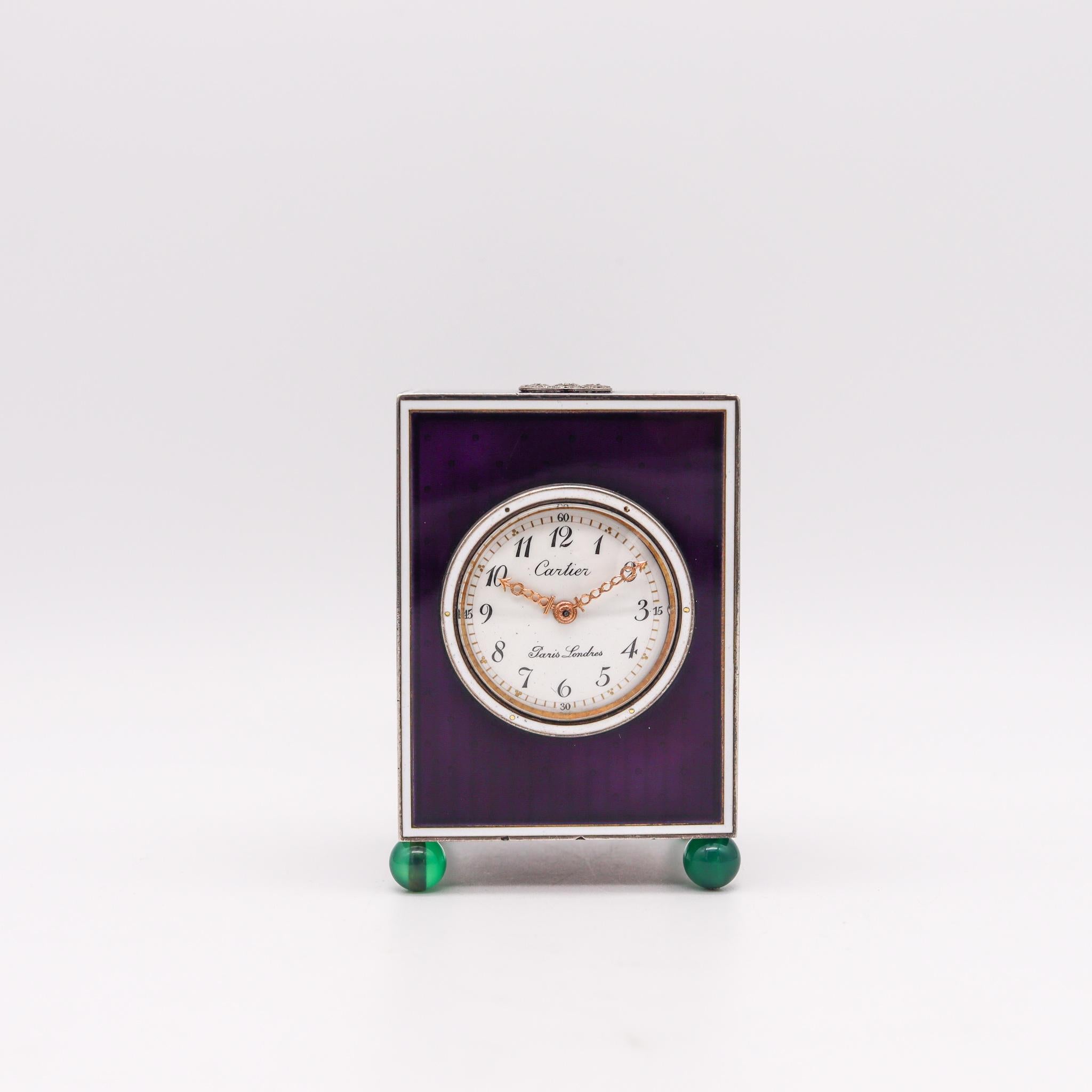 Belle Époque Cartier Paris London 1905 Belle Epoque horloge émaillée or 18 carats platine et argent en vente