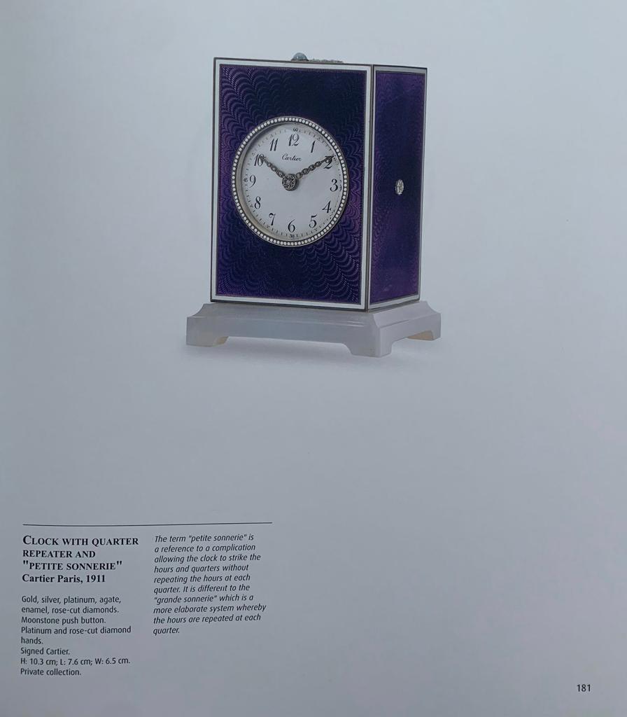 Cartier Paris London 1905 Belle Epoque Enamel Desk Clock 18kt Gold & Platinum For Sale 3