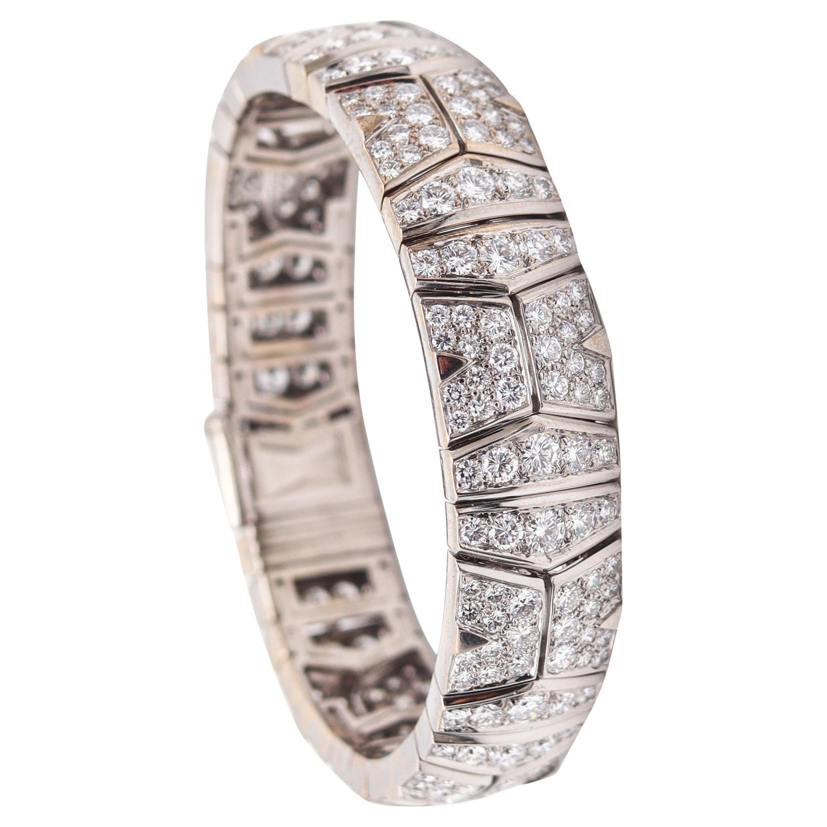 CARTIER Paris-London Flexible Bracelet In 18Kt White Gold With 15.96 Ctw Diamond en venta