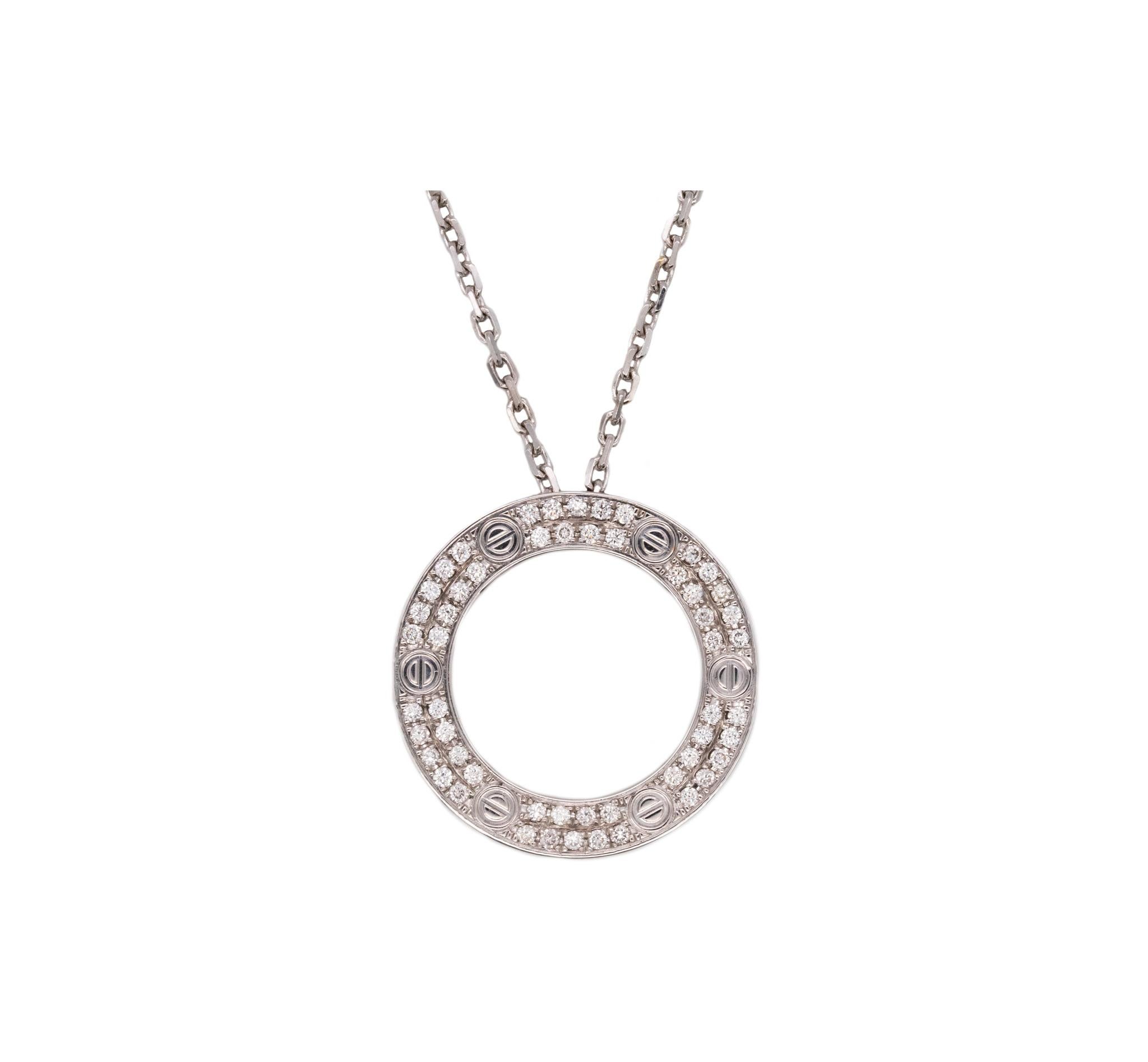 Cartier Paris Love Necklace Chain in 18Kt White Gold with 54 VVS Diamonds 3