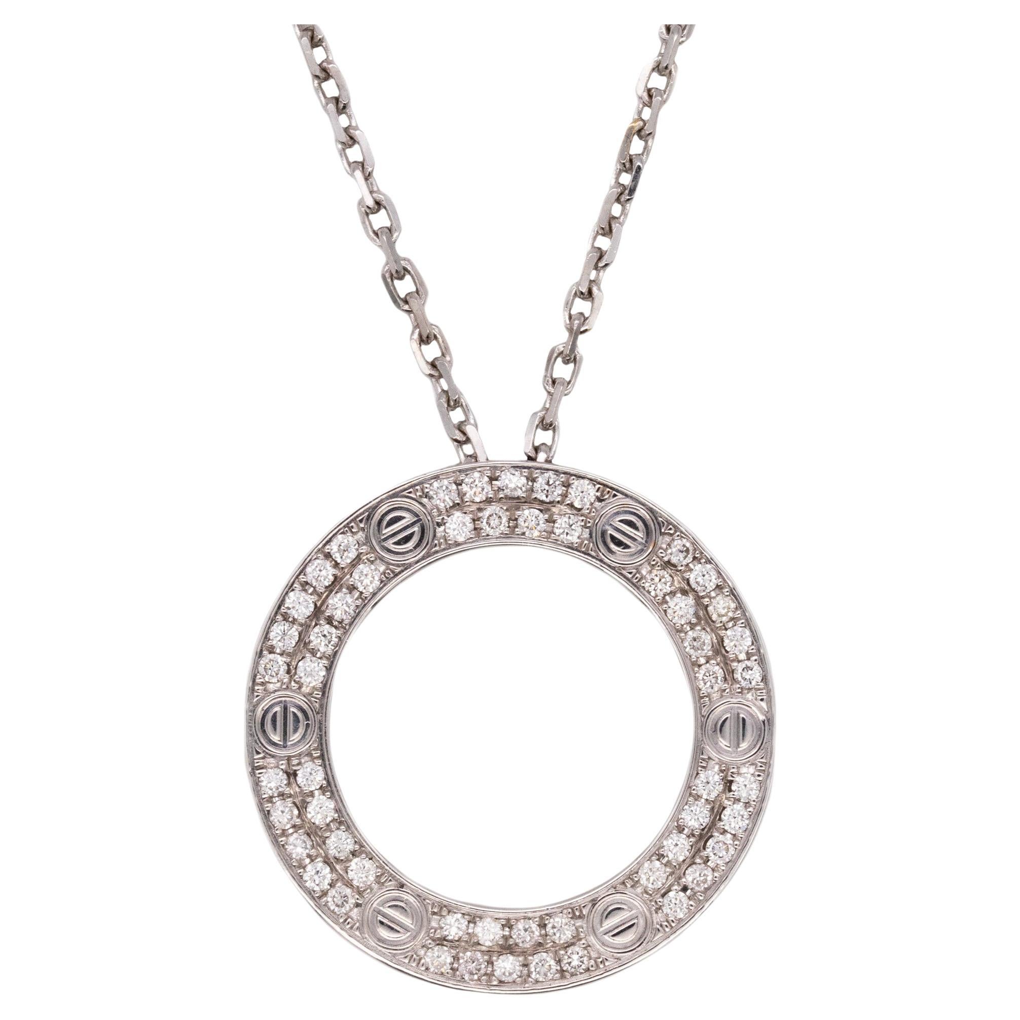 Cartier Paris Love Necklace Chain in 18Kt White Gold with 54 VVS Diamonds