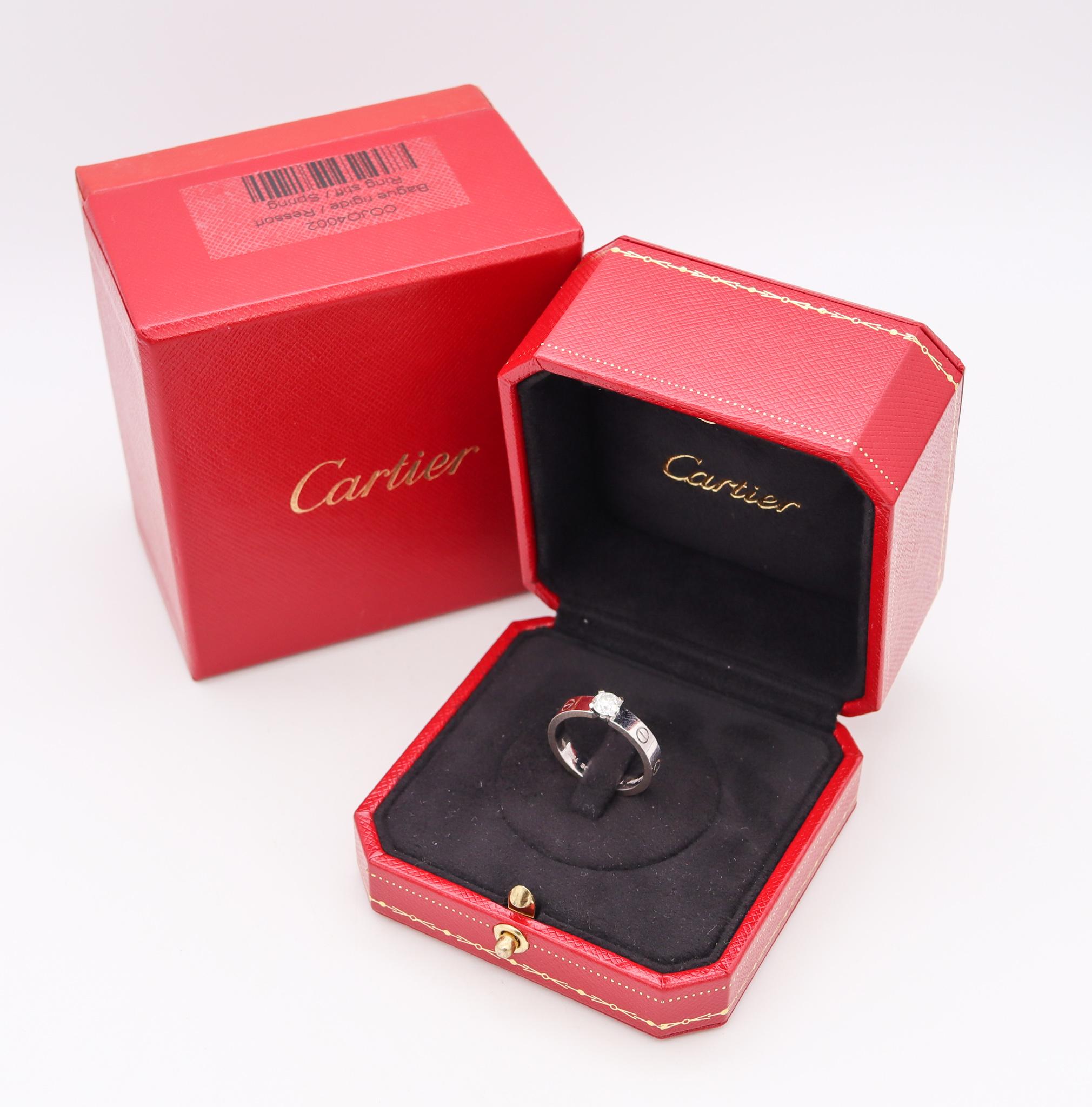 Women's Cartier Paris Love Solitaire Engagement Ring 18Kt White Gold 0.50 Cts Diamond