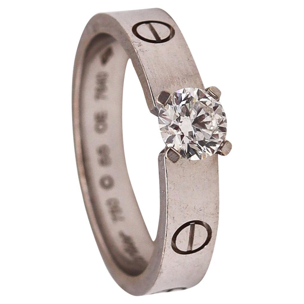 Cartier Paris Love Solitaire Engagement Ring 18Kt White Gold 0.50 Cts Diamond