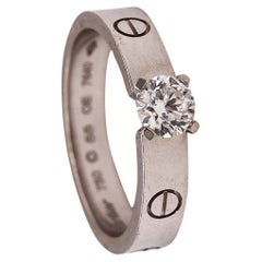 Cartier Paris Love Solitaire Engagement Ring 18Kt White Gold 0.50 Cts Diamond