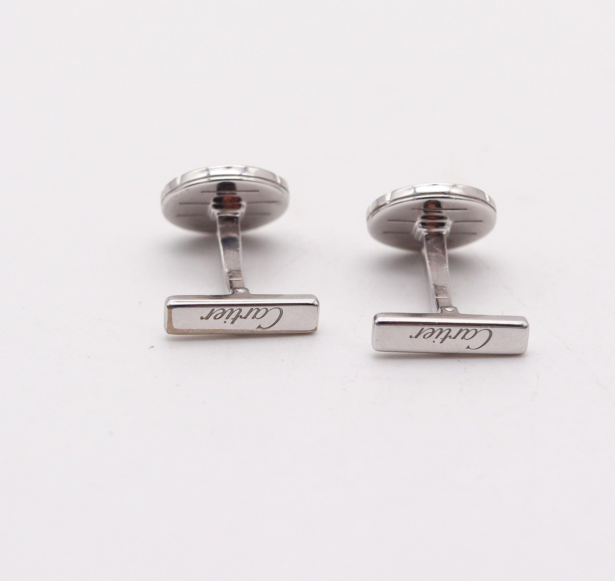 Sugarloaf Cabochon CARTIER Paris Magnificent Cufflinks In Solid 18Kt Gold Burmese Rubies & Diamonds For Sale