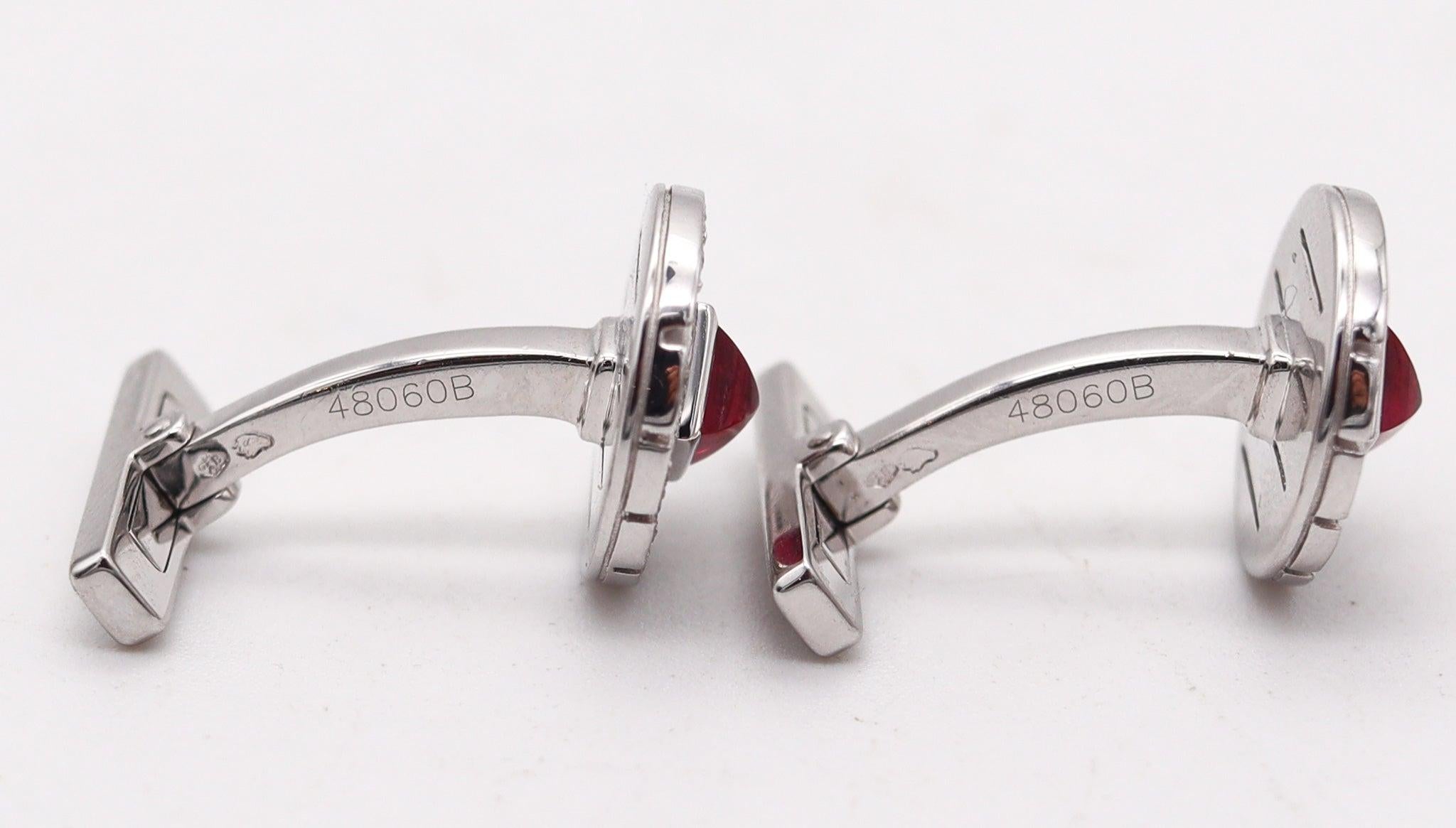 Men's CARTIER Paris Magnificent Cufflinks In Solid 18Kt Gold Burmese Rubies & Diamonds For Sale