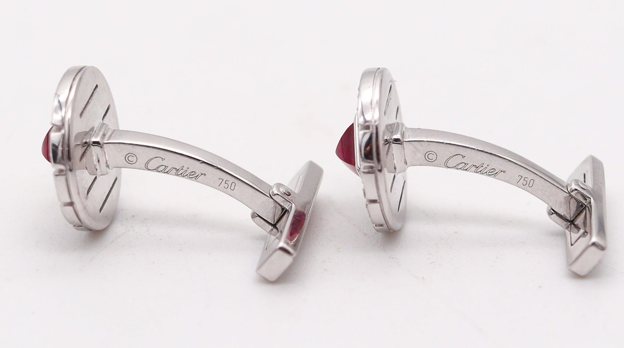 CARTIER Paris Magnificent Cufflinks In Solid 18Kt Gold Burmese Rubies & Diamonds For Sale 2