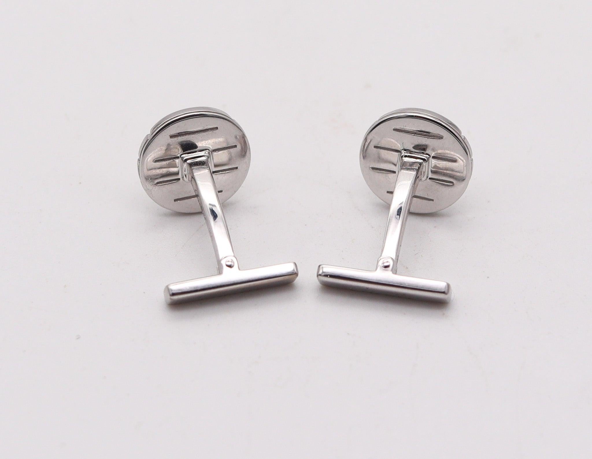 CARTIER Paris Magnificent Cufflinks In Solid 18Kt Gold Burmese Rubies & Diamonds For Sale 3