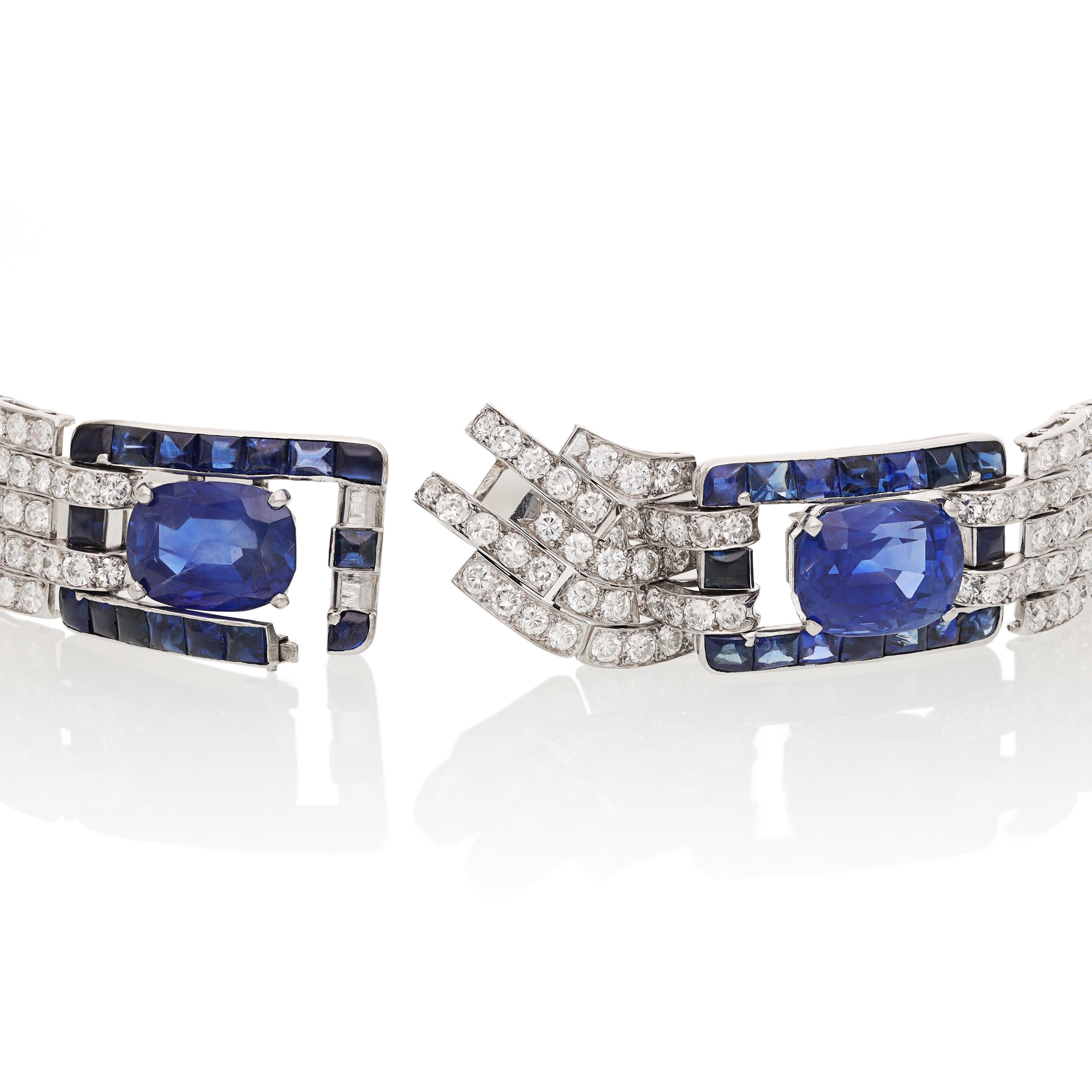 CARTIER PARIS Maillon Panther Sapphire and Diamond Necklace In Excellent Condition For Sale In New York, NY