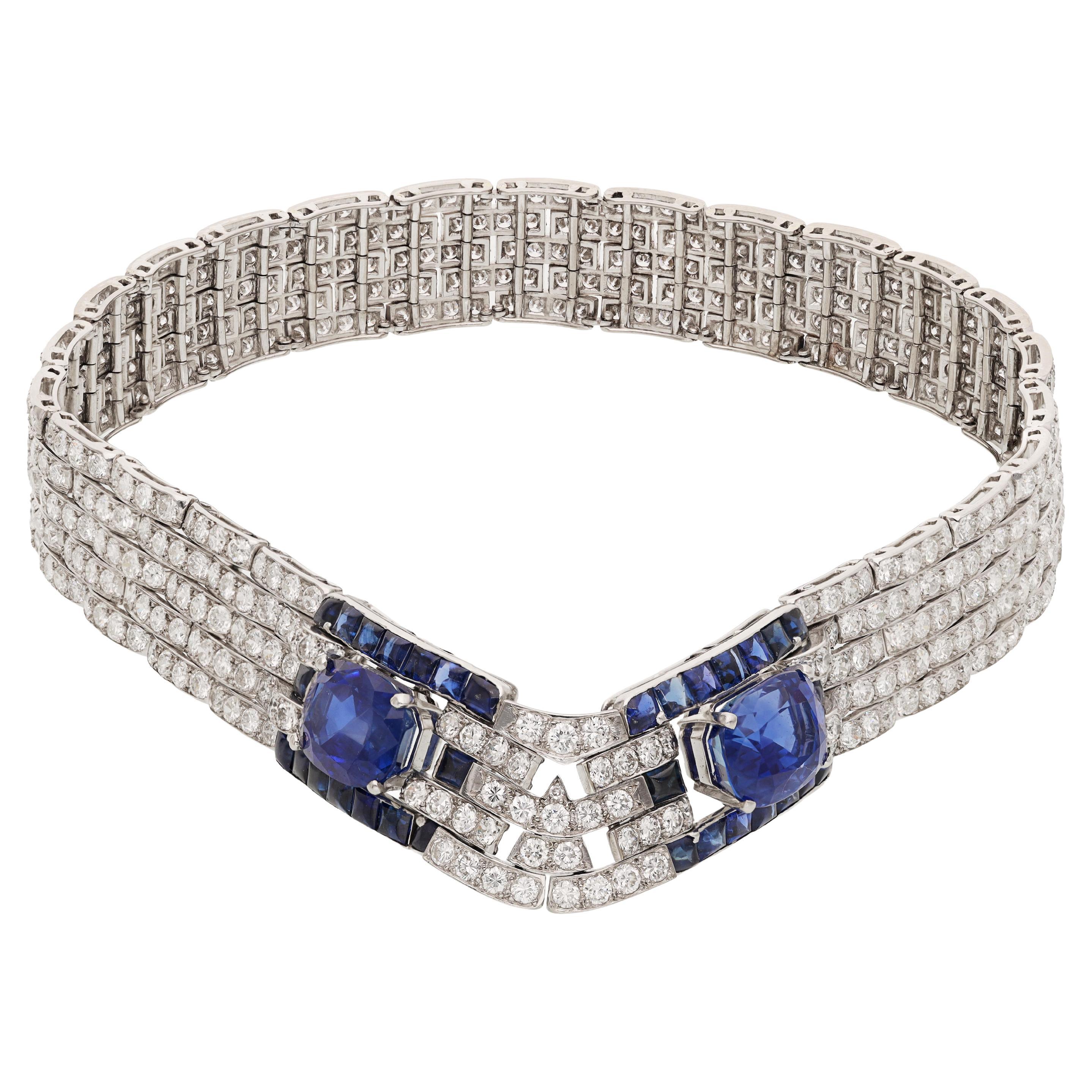 CARTIER PARIS Maillon Panther Sapphire and Diamond Necklace