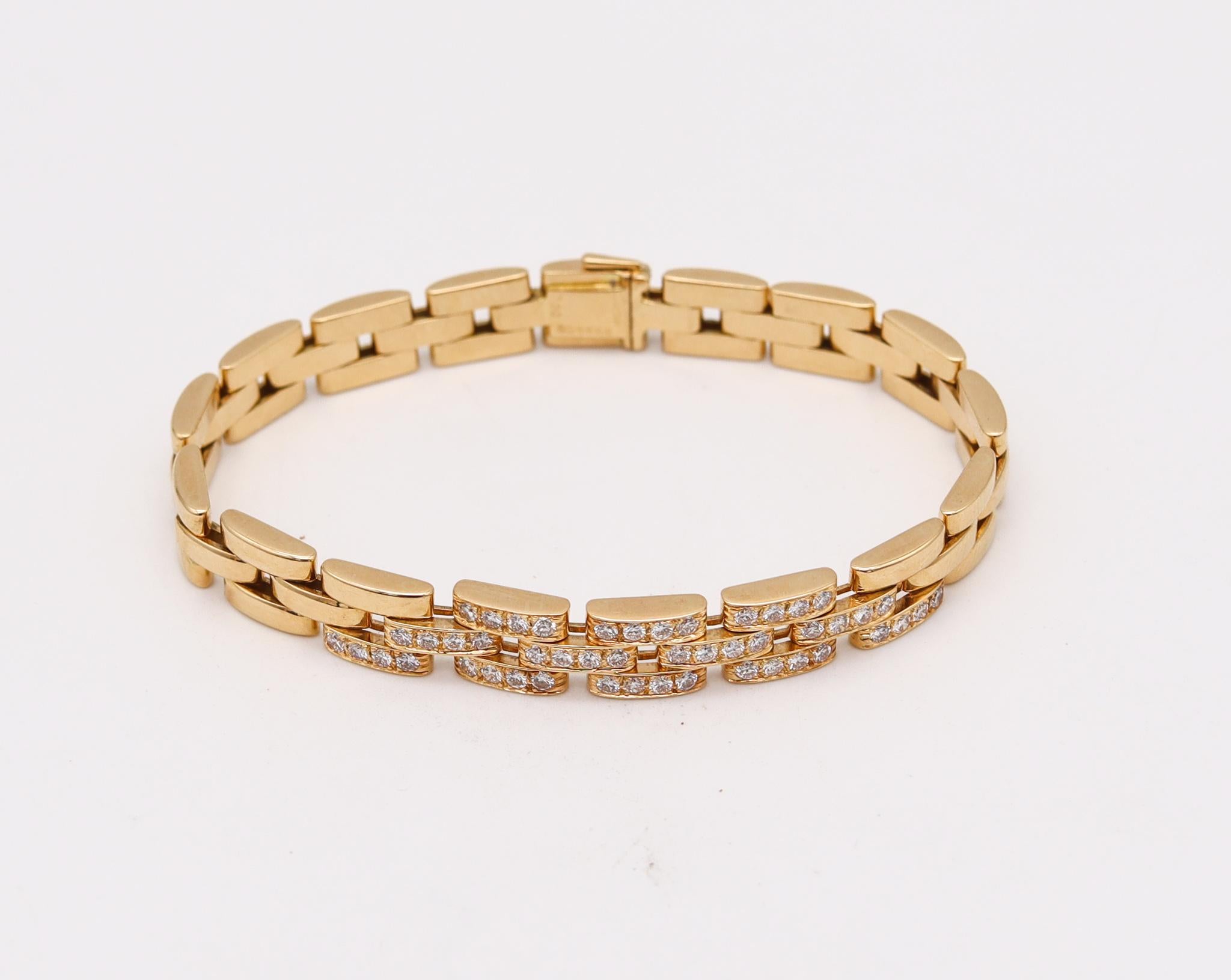 Maillon Panthere bracelet designed by Cartier.

A classic modern piece, created in Paris France by the house of Cartier. This iconic bracelet is part of the popular maillon panthere collection, crafted in solid yellow gold of 18 karats with high