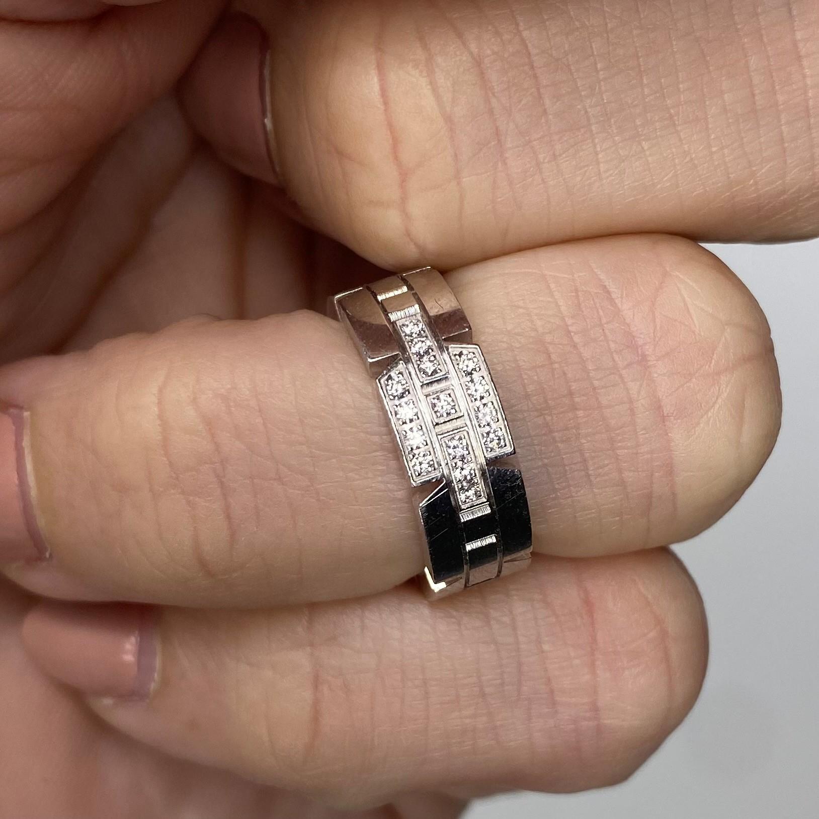 Contemporary Cartier Paris Maillon Panthere Ring in 18Kt White Gold with VVS Diamonds For Sale