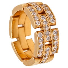 Vintage Cartier Paris Maillon Panthere Ring in 18kt Yellow Gold with VVS Diamonds