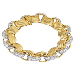 Cartier Paris Mid-Century Diamond Platinum Gold Ribbon Bracelet