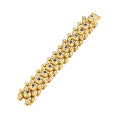 Cartier Paris Mid-Century Sapphire Gold Bubble Bead Bracelet