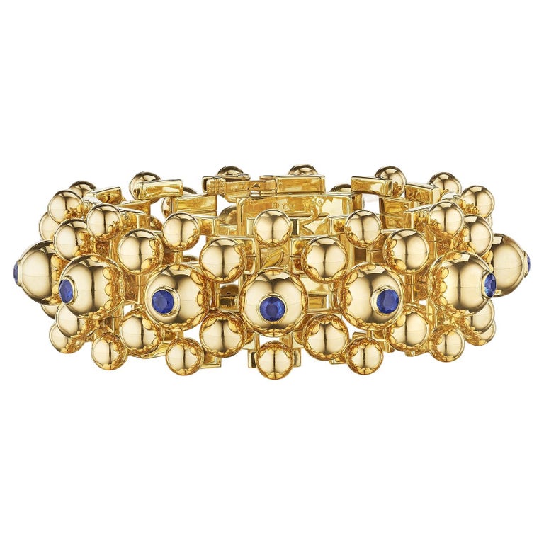 Cartier Paris Sapphire Gold Bubble Bead Bracelet, 1939