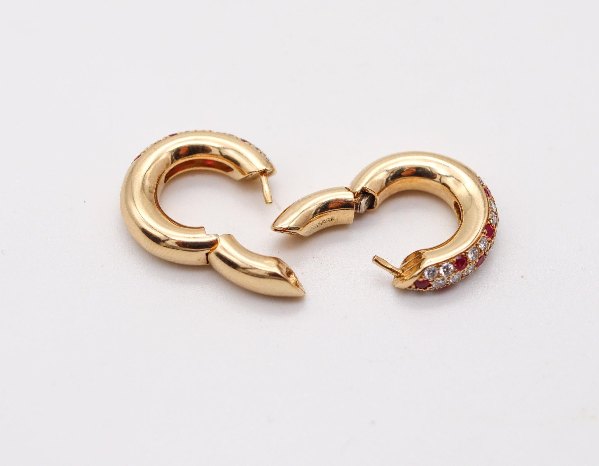 Cartier Paris Orecchini a cerchio Mimi in oro 18Kt con 2,24 carati di rubini e diamanti in vendita 3