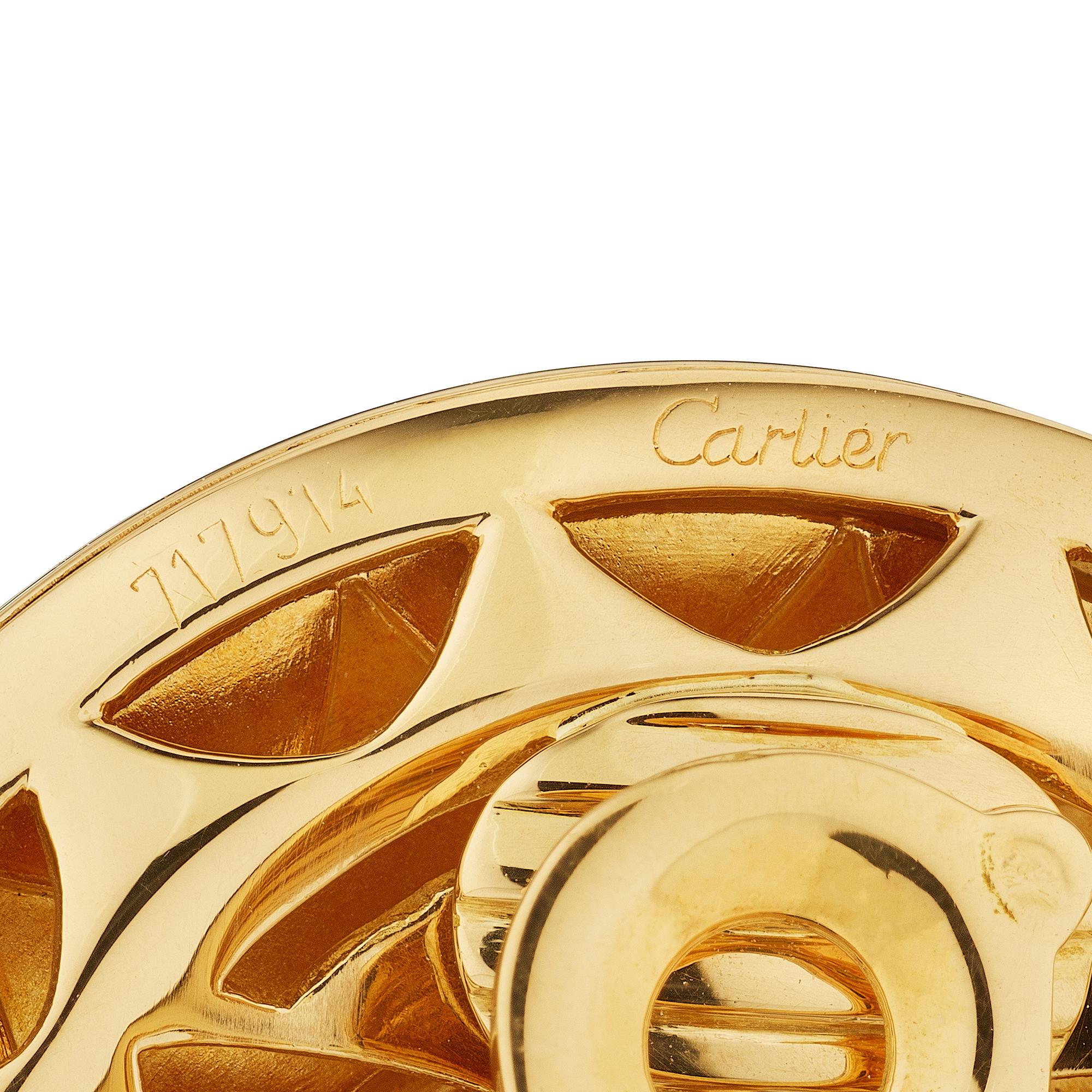 Cartier Paris Modernist Diamond Gold Clip Earrings In Excellent Condition In Greenwich, CT