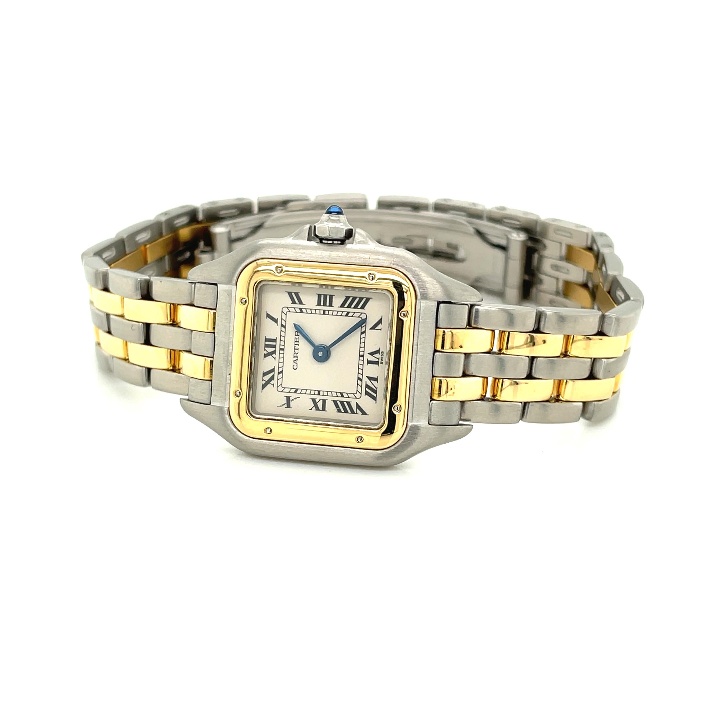 Cartier Paris Montres Panthere De Cartier Womens 18k Yellow Gold Steel Watch 3
