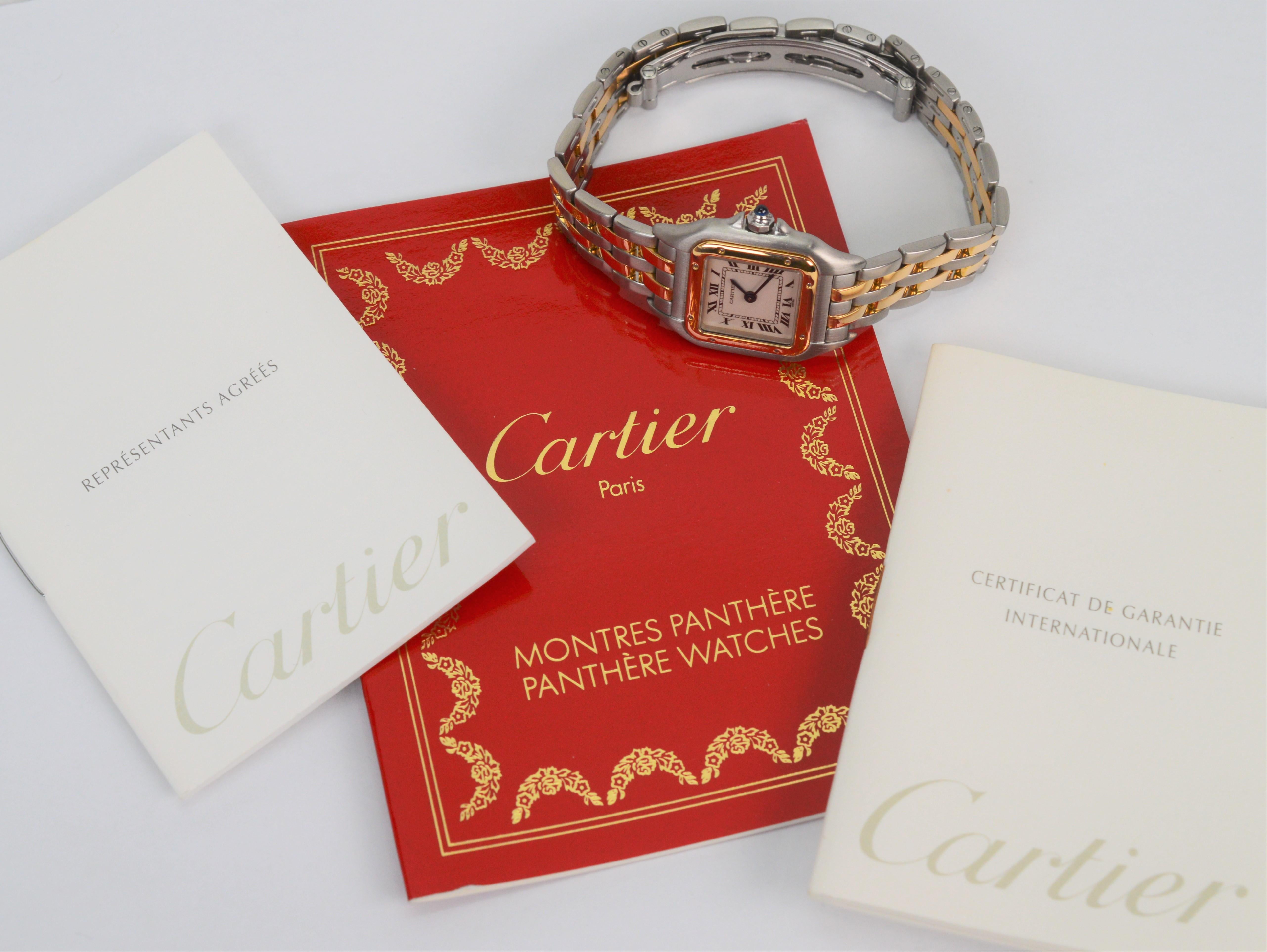 Cartier Paris Montres Panthere De Cartier Womens 18k Yellow Gold Steel Watch 4