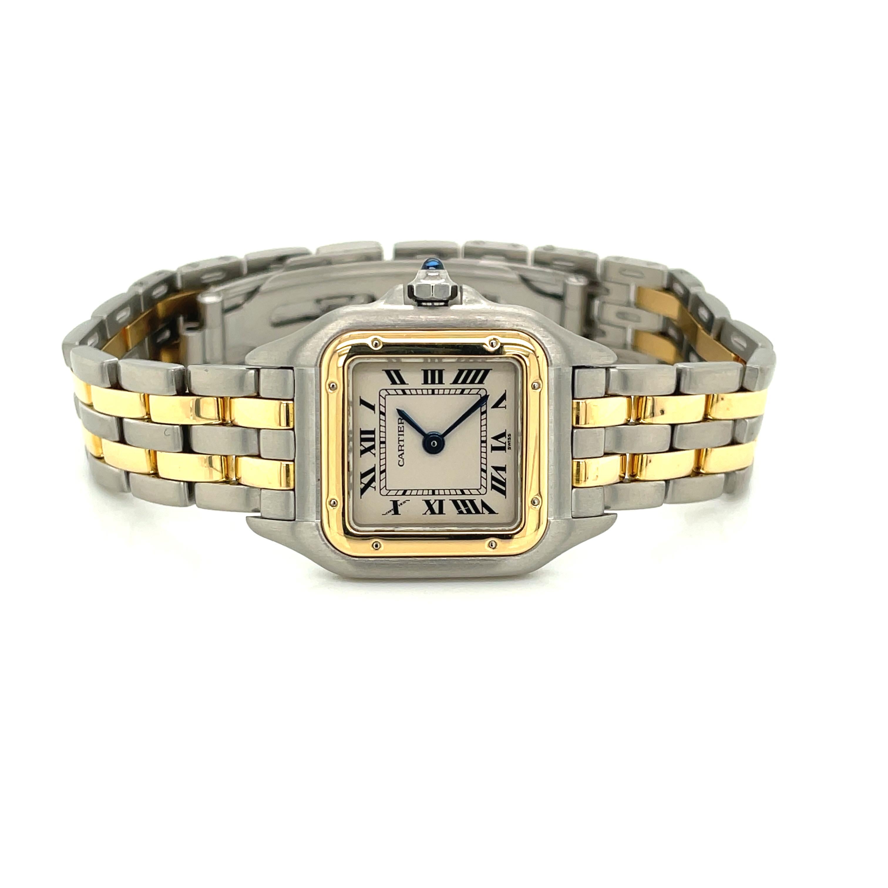 Cartier Paris Montres Panthere De Cartier Womens 18k Yellow Gold Steel Watch 5