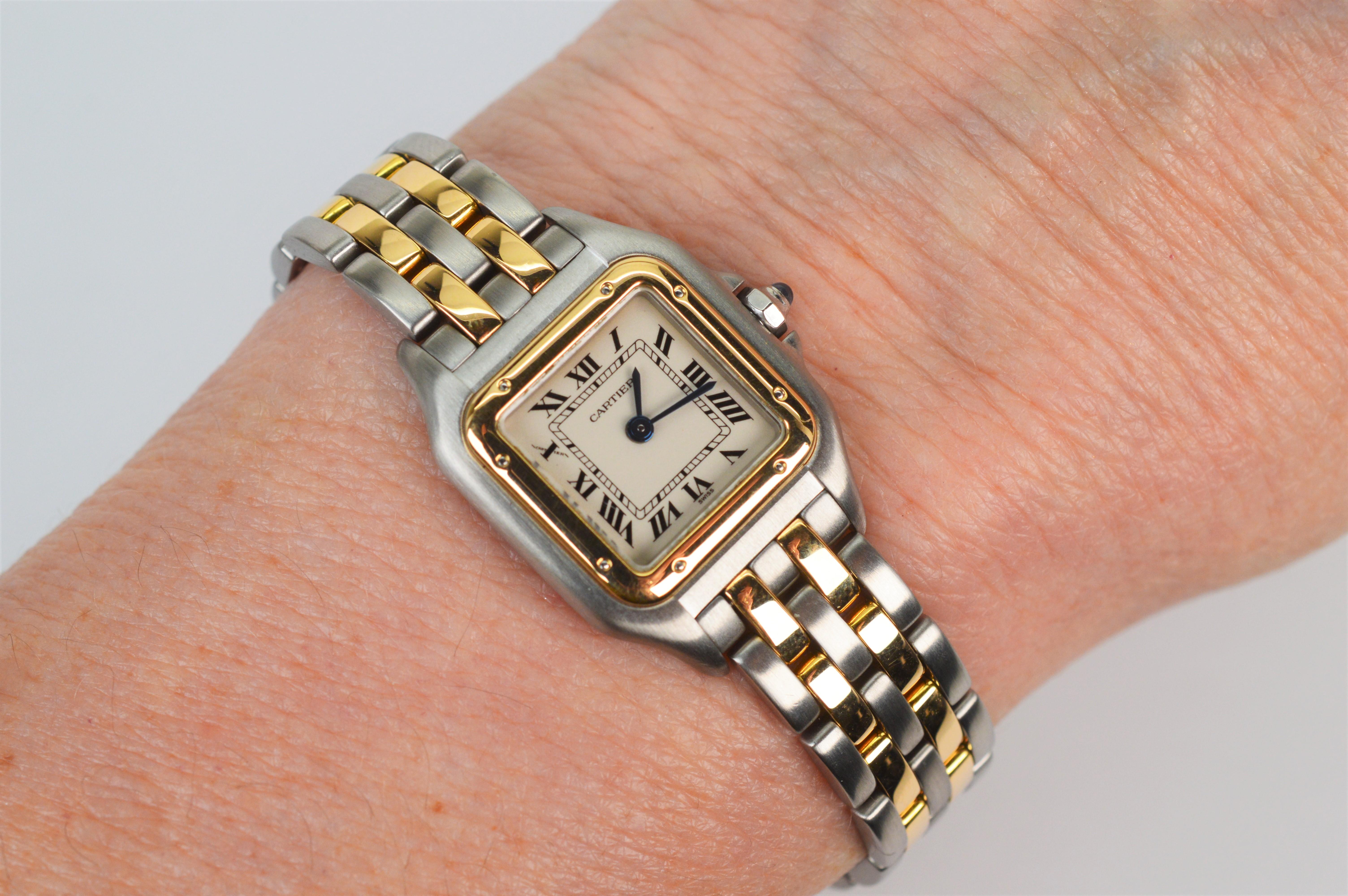 Cartier Paris Montres Panthere De Cartier Womens 18k Yellow Gold Steel Watch 1