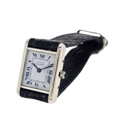 Cartier Paris Must Sterling Silver Ladies Tank Watch Quartz , Circa 1990's