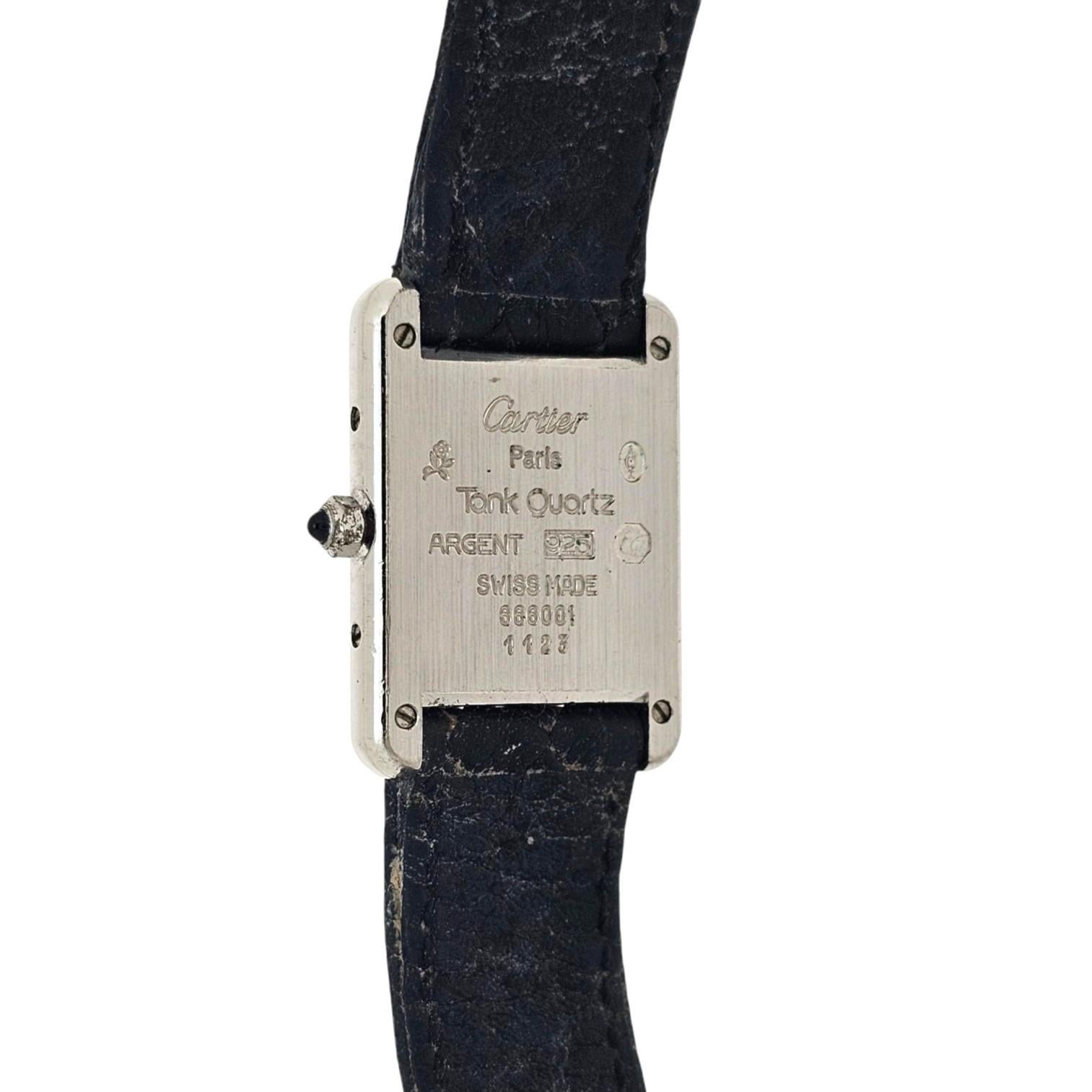 Cartier Paris Must Sterling Silver Ladies Tank Watch Quartz , Circa 1990's For Sale 2
