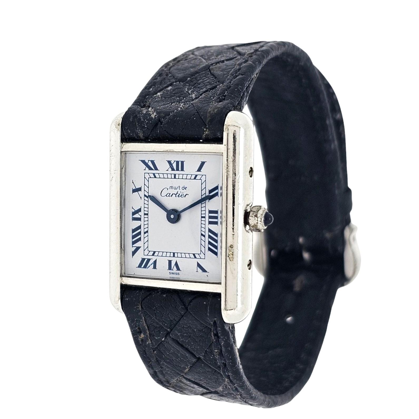 Cartier Paris Must Sterling Silver Ladies Tank Watch Quartz , Circa 1990's For Sale 3