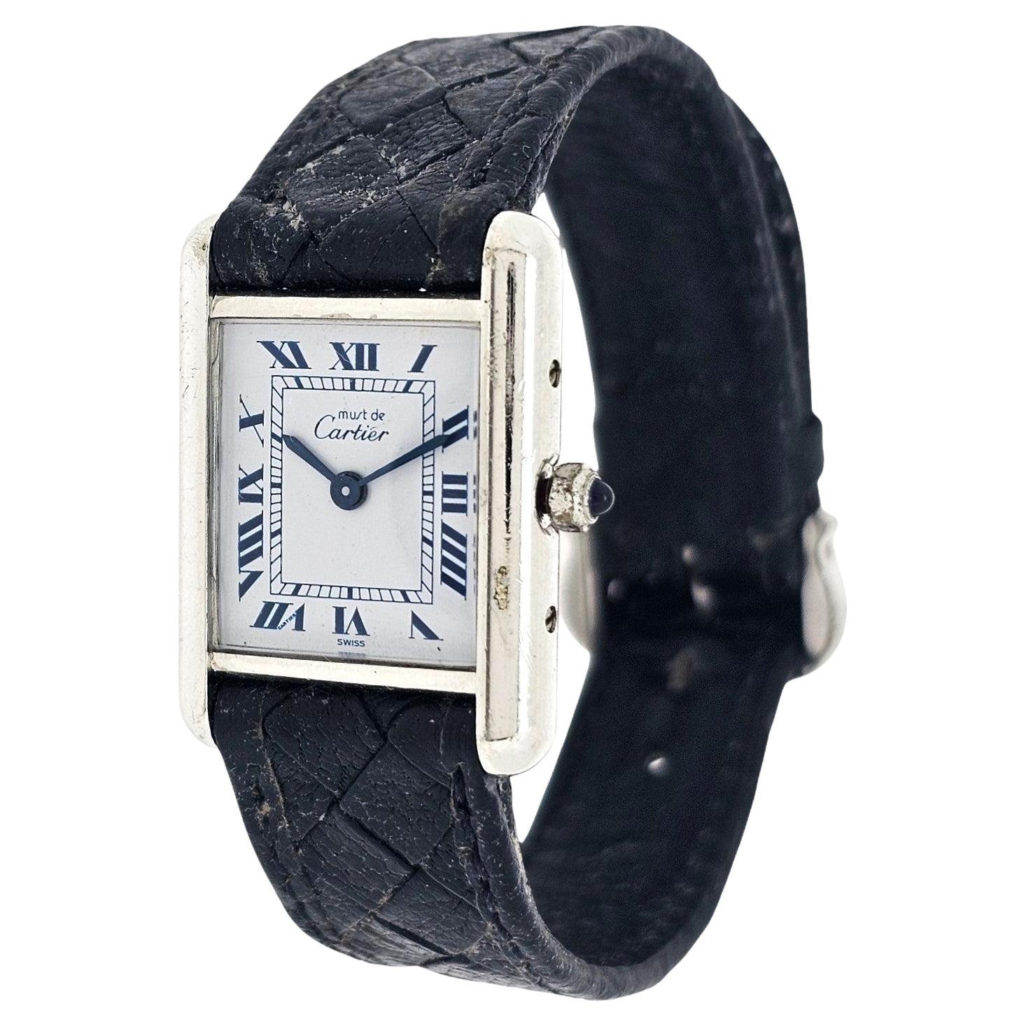 Cartier Paris Must Montre Tank pour femme en argent sterling avec quartz, années 1990