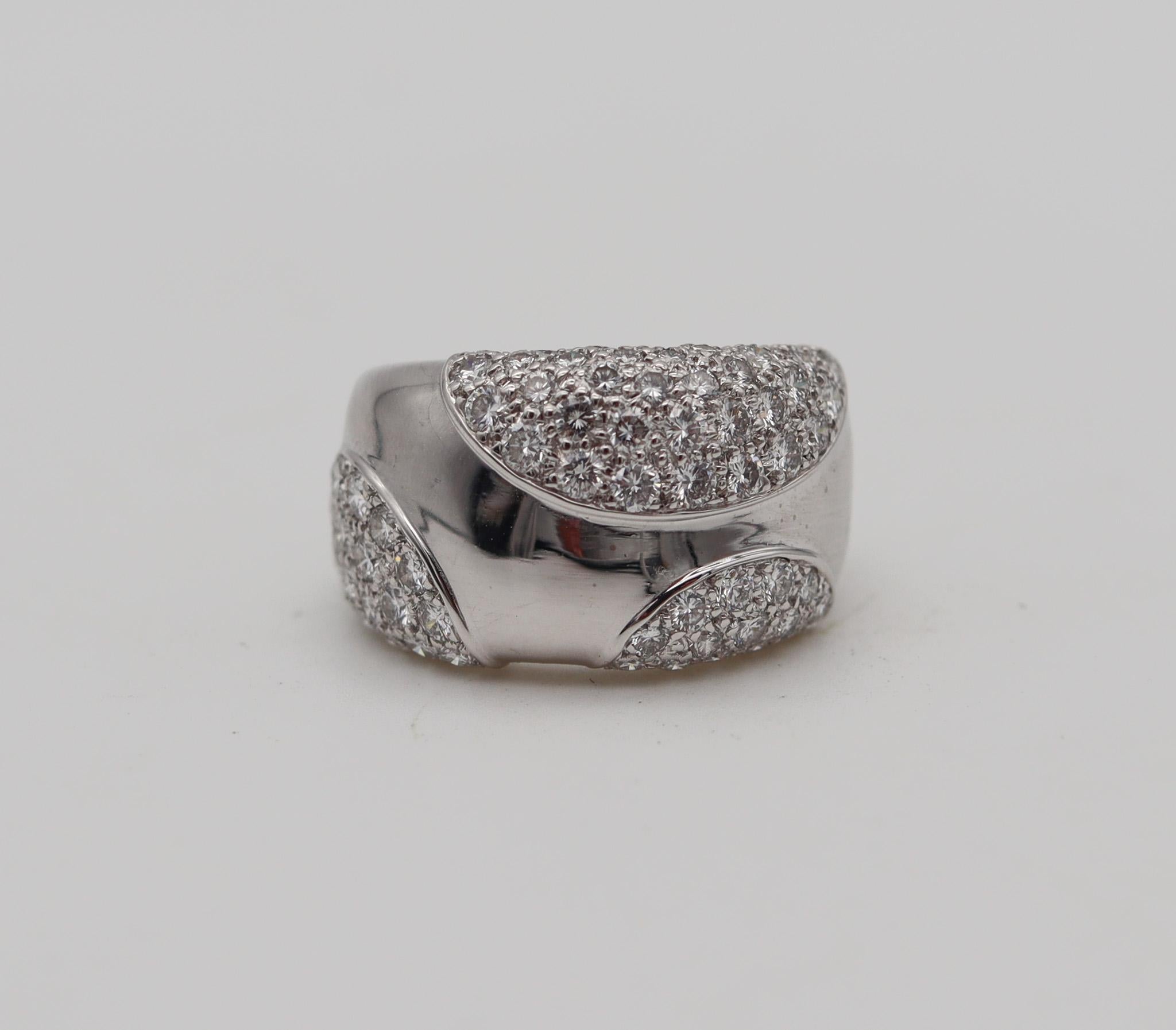 Modernist Cartier Paris Nouvelle Bague Ring In 18Kt White Gold With 2.76 Cts in Diamonds For Sale