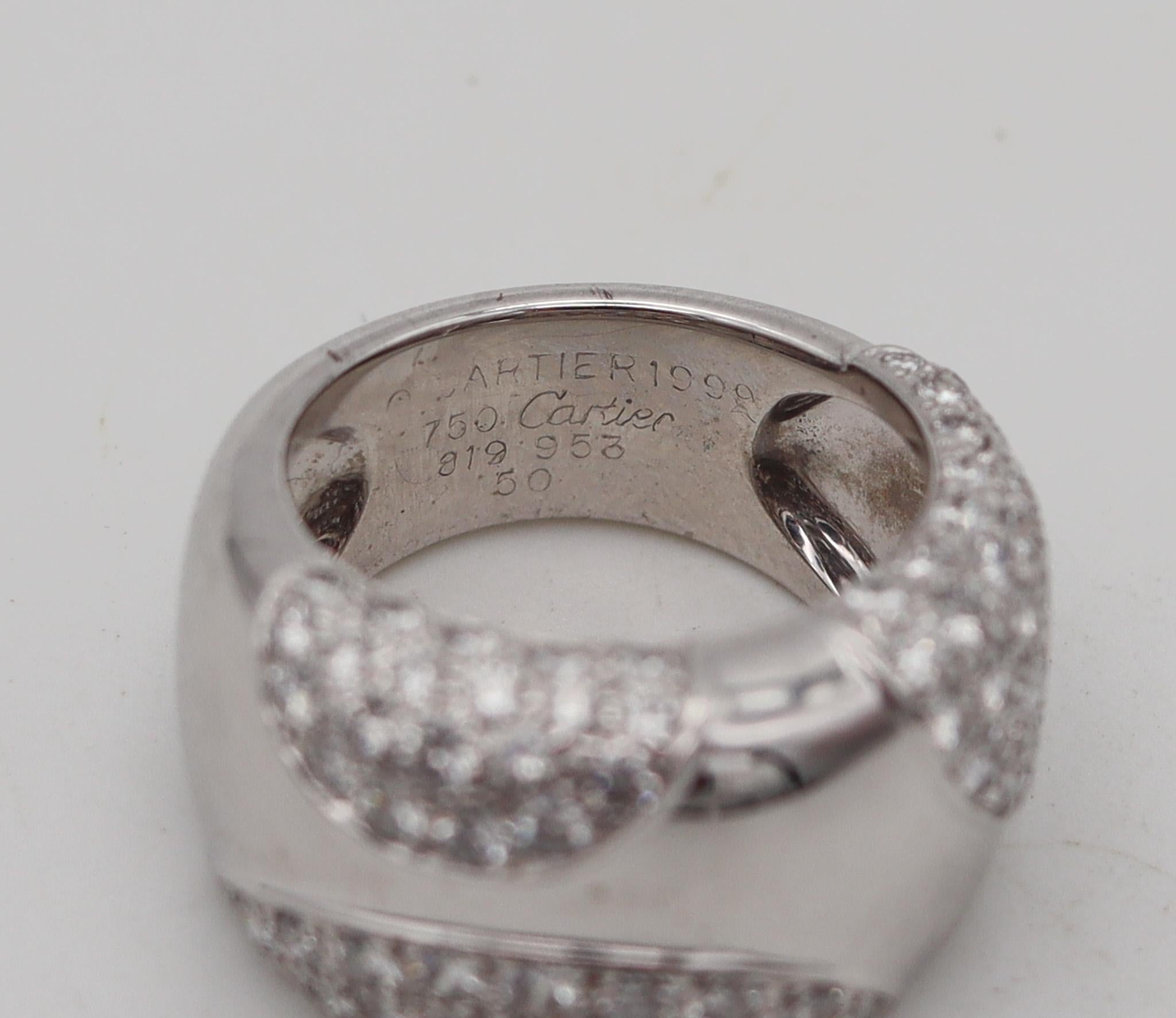 Brilliant Cut Cartier Paris Nouvelle Bague Ring In 18Kt White Gold With 2.76 Cts in Diamonds For Sale