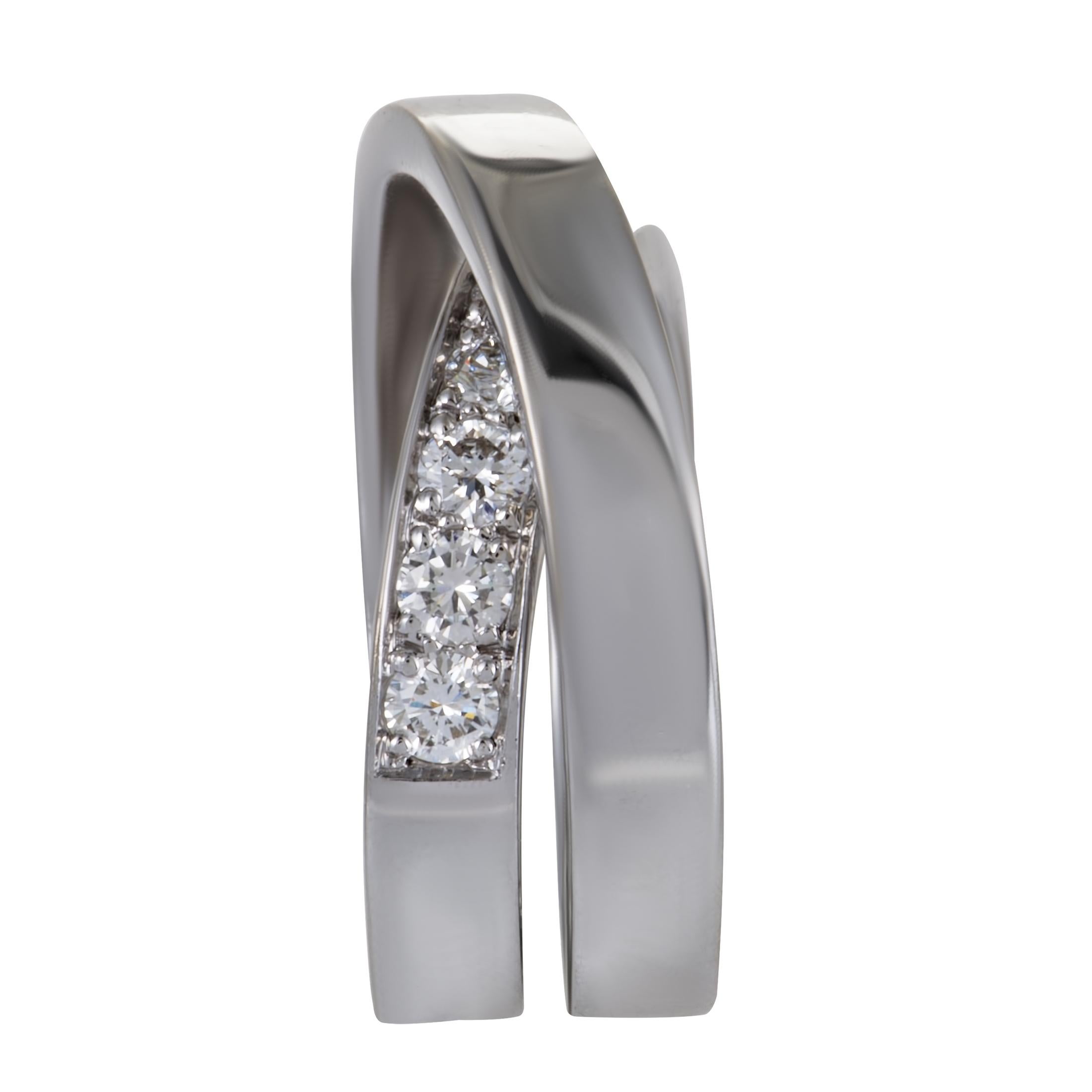 Round Cut Cartier Paris Nouvelle Vague 18 Karat White Gold Diamond Band Ring