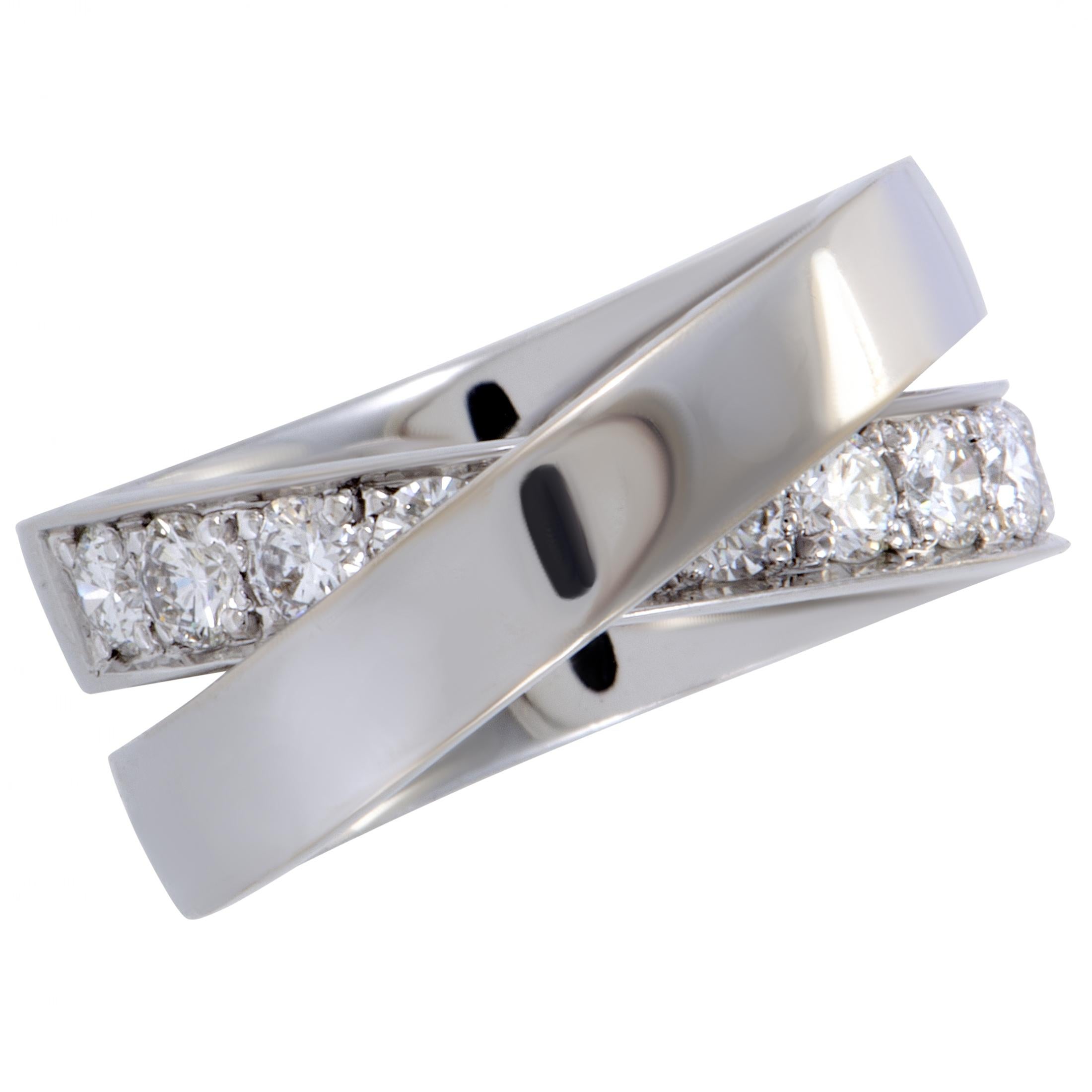 Cartier Paris Nouvelle Vague 18 Karat White Gold Diamond Band Ring In Excellent Condition In Southampton, PA