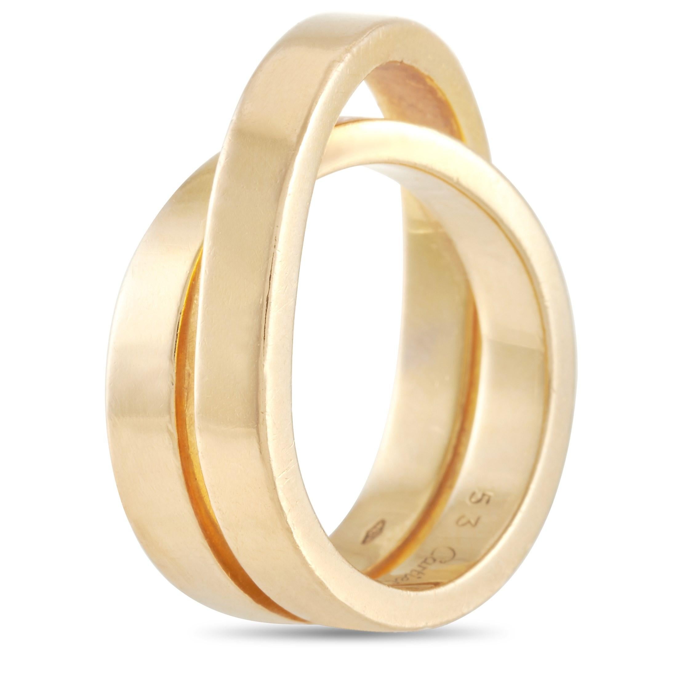 Cartier's Paris Nouvelle Vague collection is world renowned for its gorgeous designs which all have a natural flow to their designs. The ring is made of a single band of subtly intertwined 18K yellow gold to give the illusion of multiple
