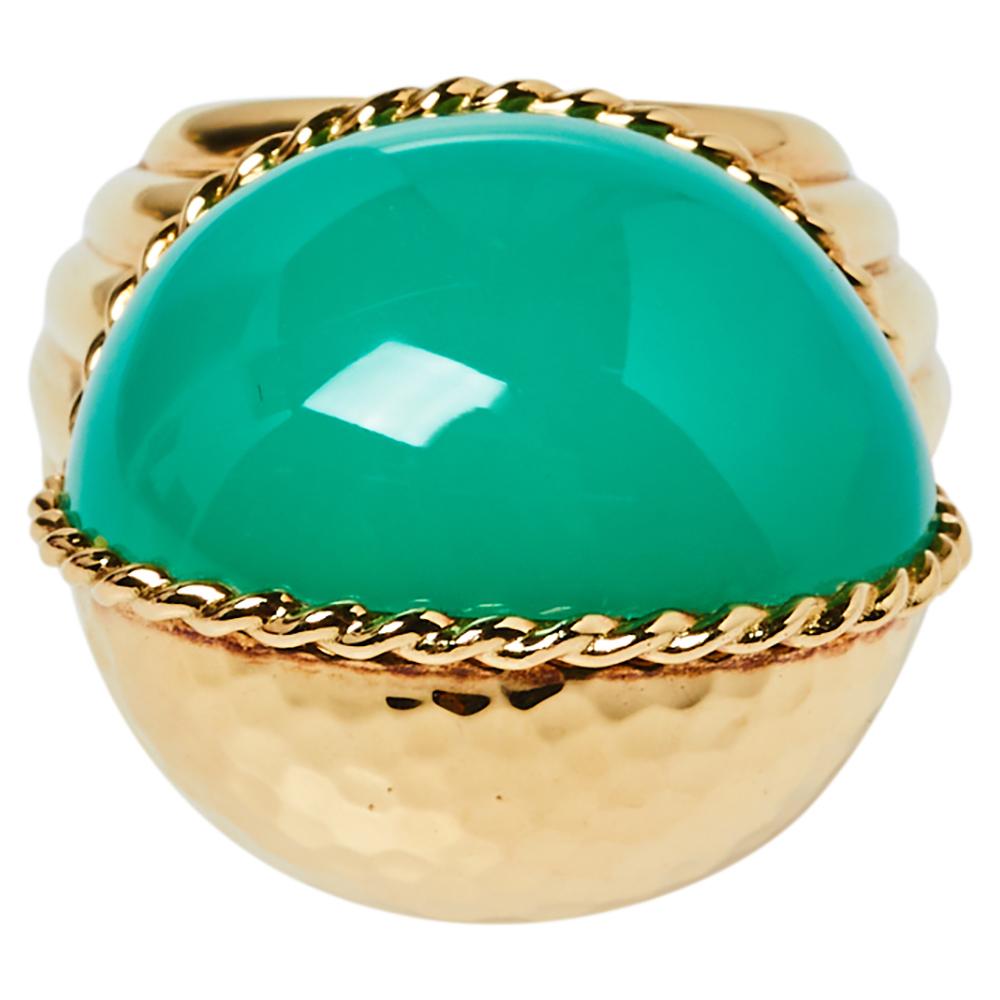 Cartier Paris Nouvelle Vague Chrysoprase 18K Yellow Gold Cocktail Ring Size 54 1