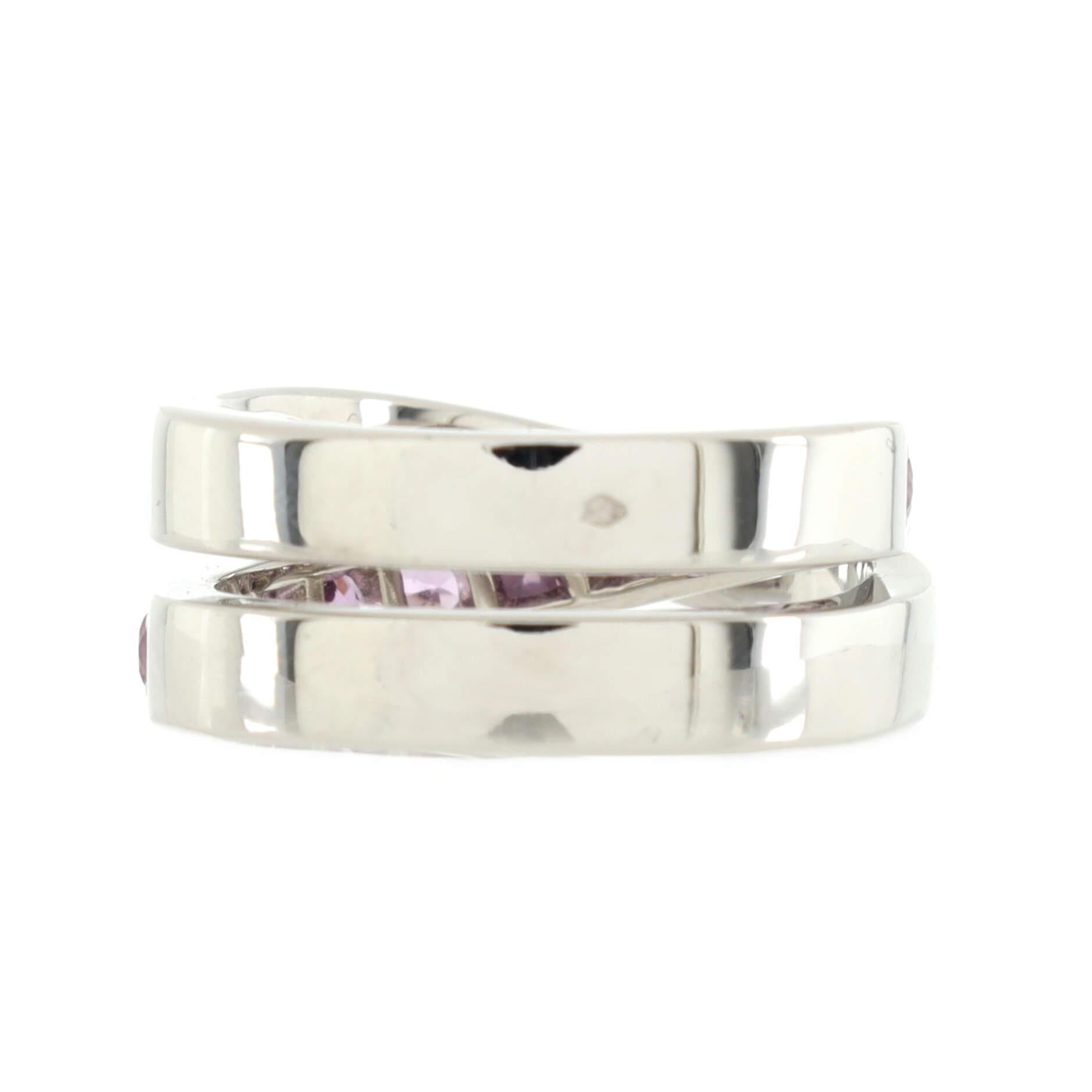 Condition: Great. Moderate wear throughout.
Accessories: No Accessories
Measurements: Size: 6.25 - 53, Width: 8.90 mm
Designer: Cartier
Model: Paris Nouvelle Vague Crossover Ring 18K White Gold with Pink Sapphires
Exterior Color: White Gold
Item