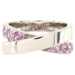 Cartier Paris Nouvelle Vague Crossover Ring 18k White Gold with Pink Sapp