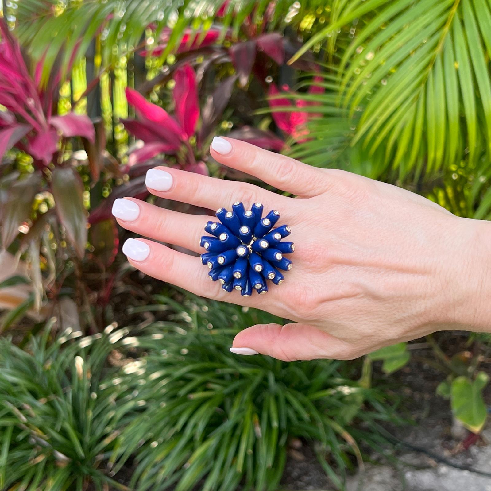 Cartier Paris Nouvelle Vague Diamant-Lapislazuli-Cocktailring, seltener Ring (Zeitgenössisch)
