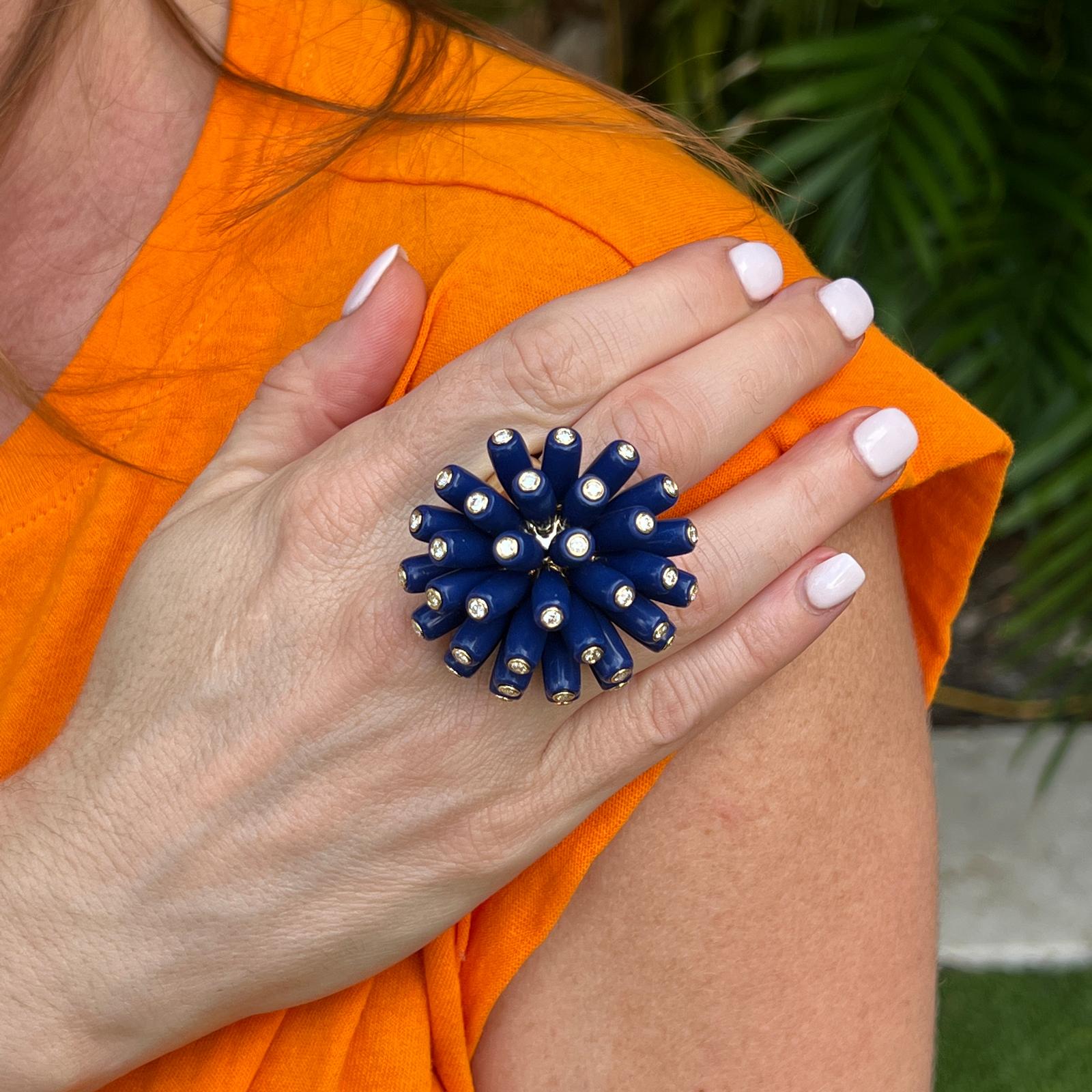 Cartier Paris Nouvelle Vague Diamant-Lapislazuli-Cocktailring, seltener Ring (Cabochon)