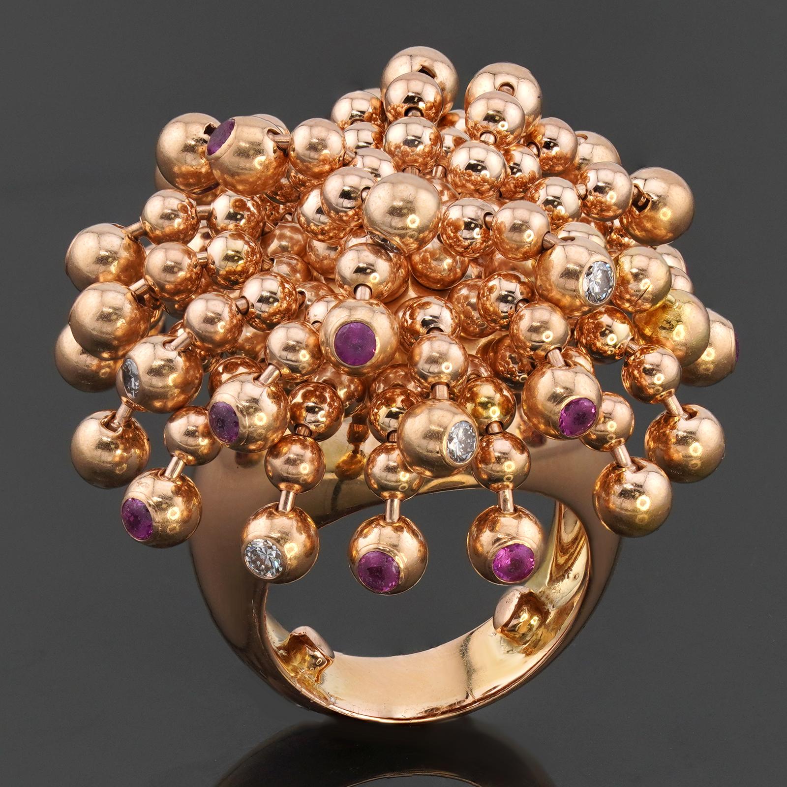 CARTIER Paris Nouvelle Vague Ring aus Roségold mit Diamanten und rosa Saphiren Damen