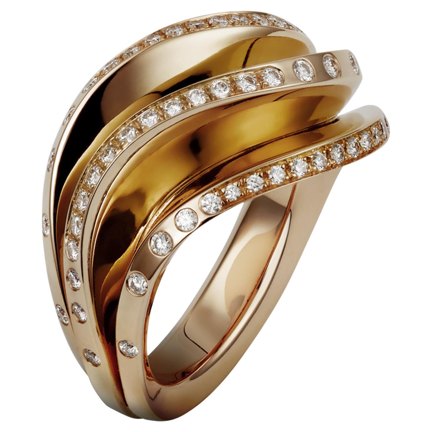 Cartier Paris Nouvelle Vague Diamant-Gelbgold-Fächerring, Box, Papiere