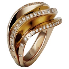 Cartier Parigi Nouvelle Vague: anello a ventaglio con diamanti in oro giallo, scatola e documenti